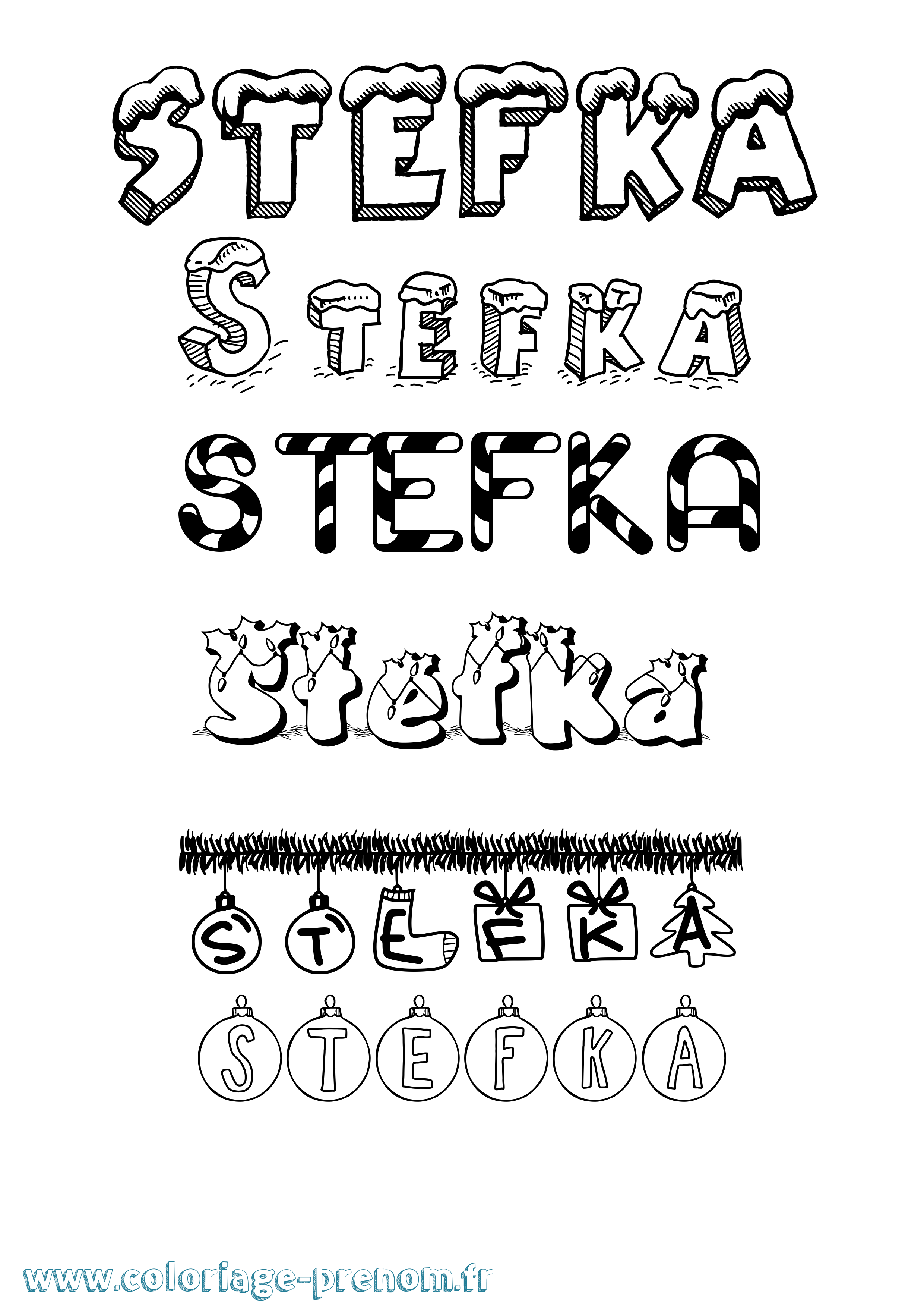 Coloriage Stefka Noël Coloriage prénom Stefka Noël