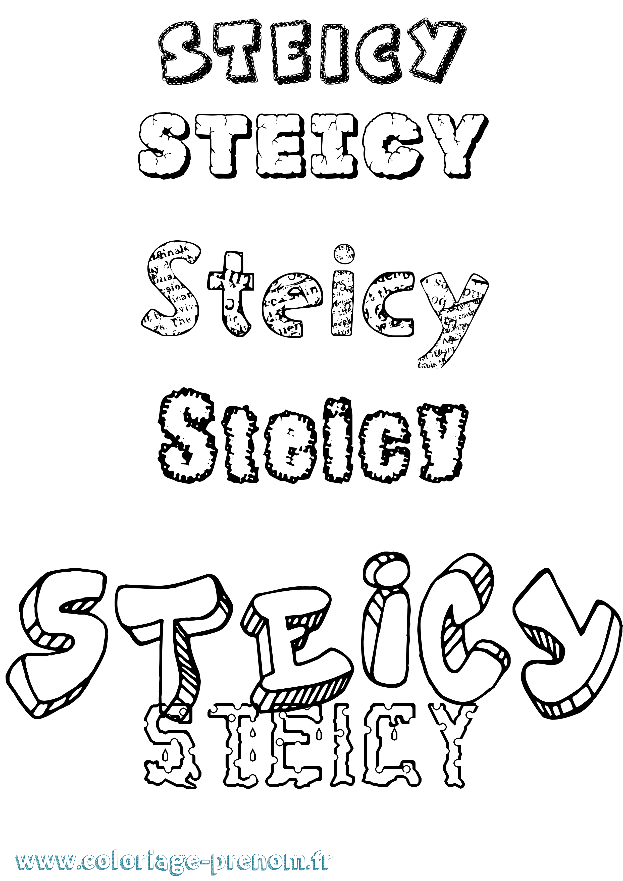Coloriage Steicy Destructuré Coloriage prénom Steicy Destructuré