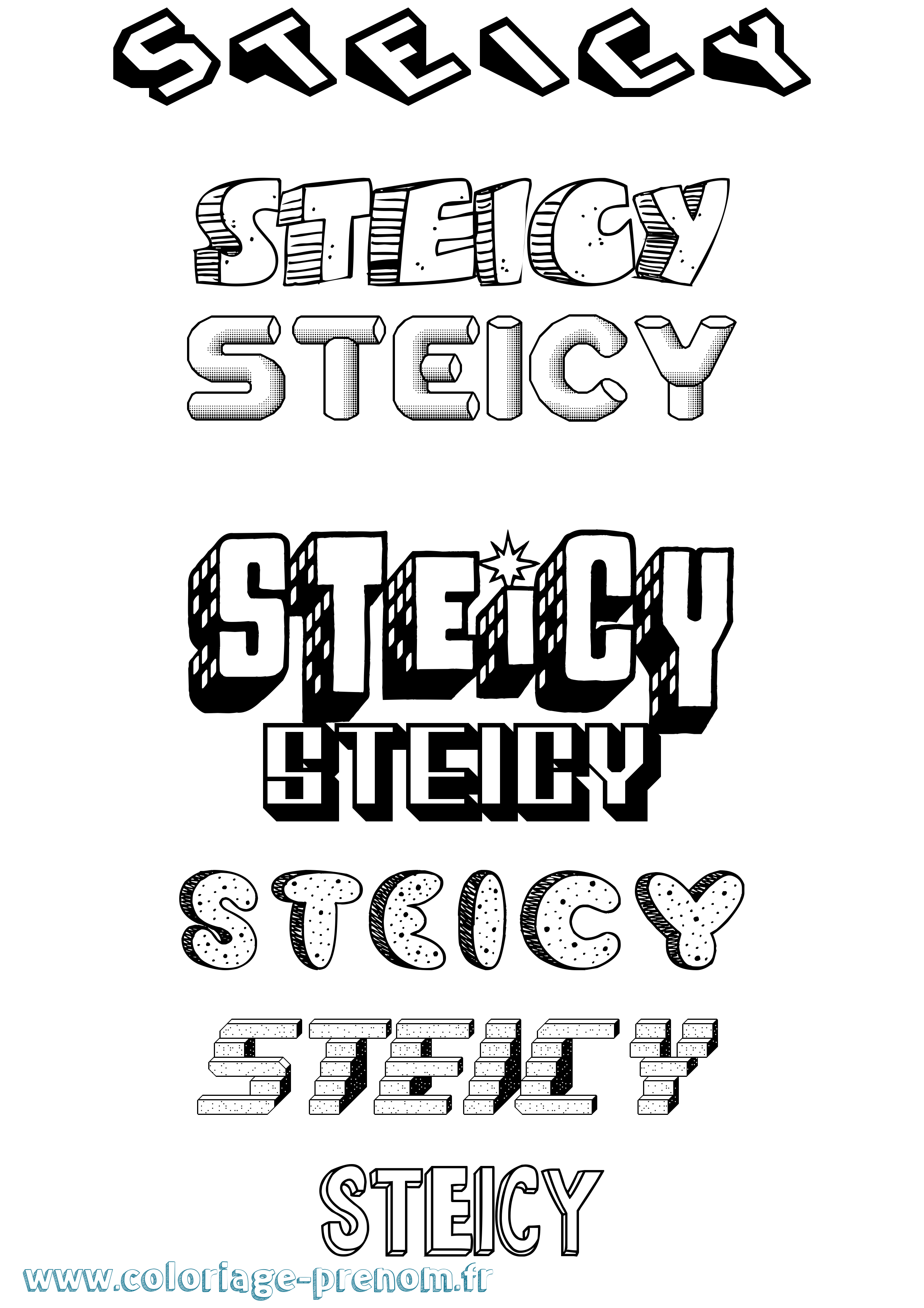 Coloriage Steicy Effet 3D Coloriage prénom Steicy Effet 3D