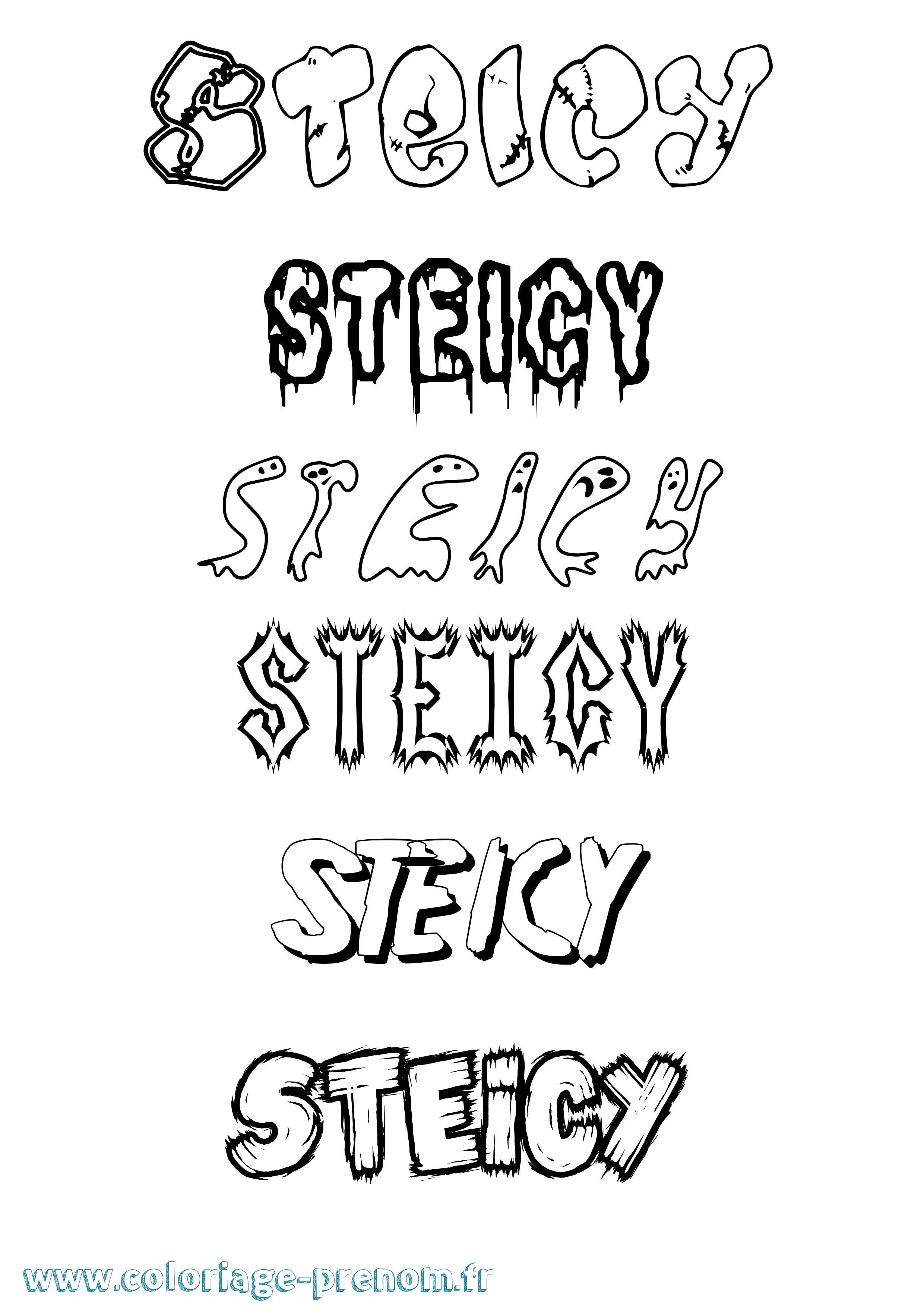 Coloriage Steicy Frisson Coloriage prénom Steicy Frisson