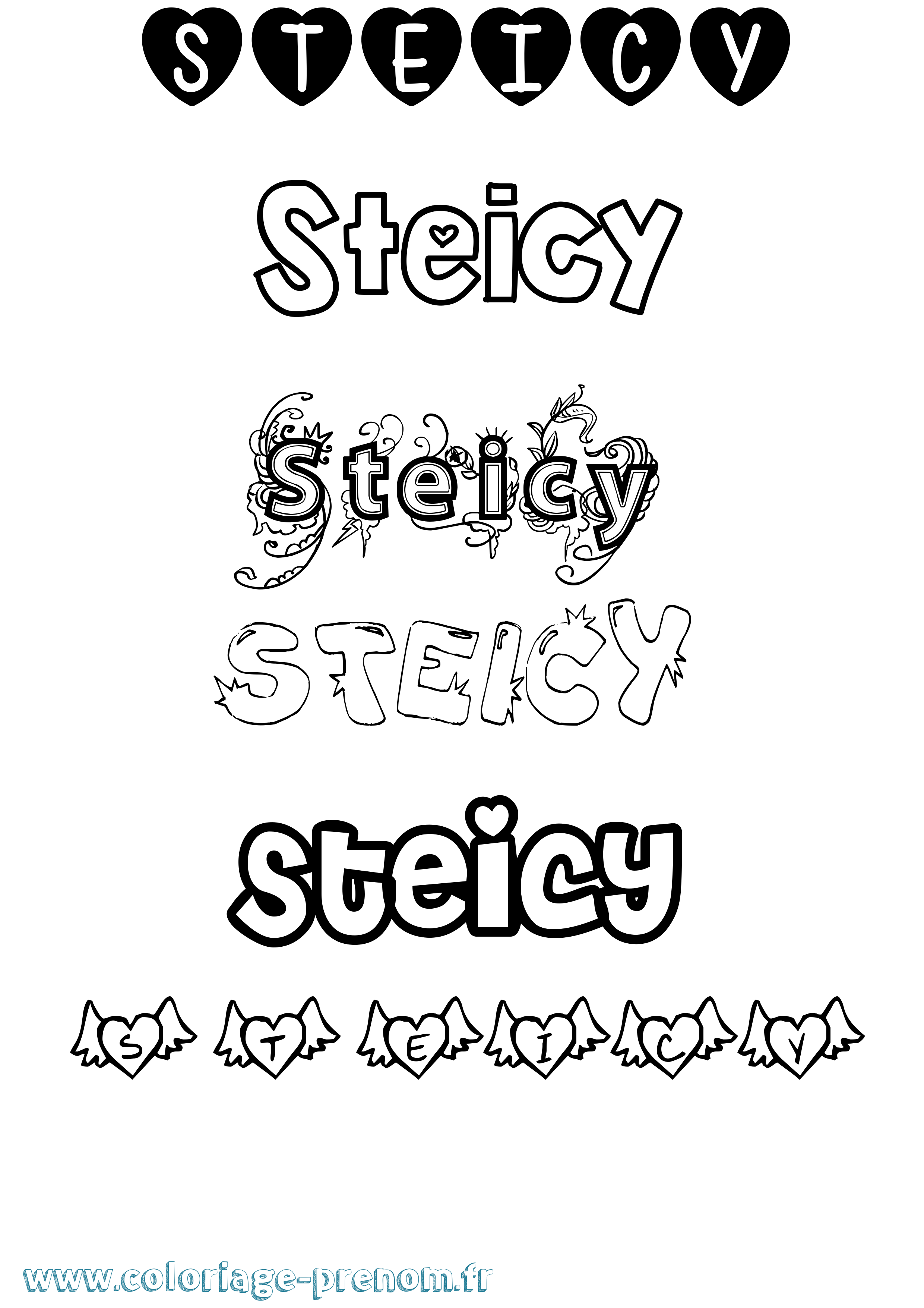 Coloriage Steicy Girly Coloriage prénom Steicy Girly
