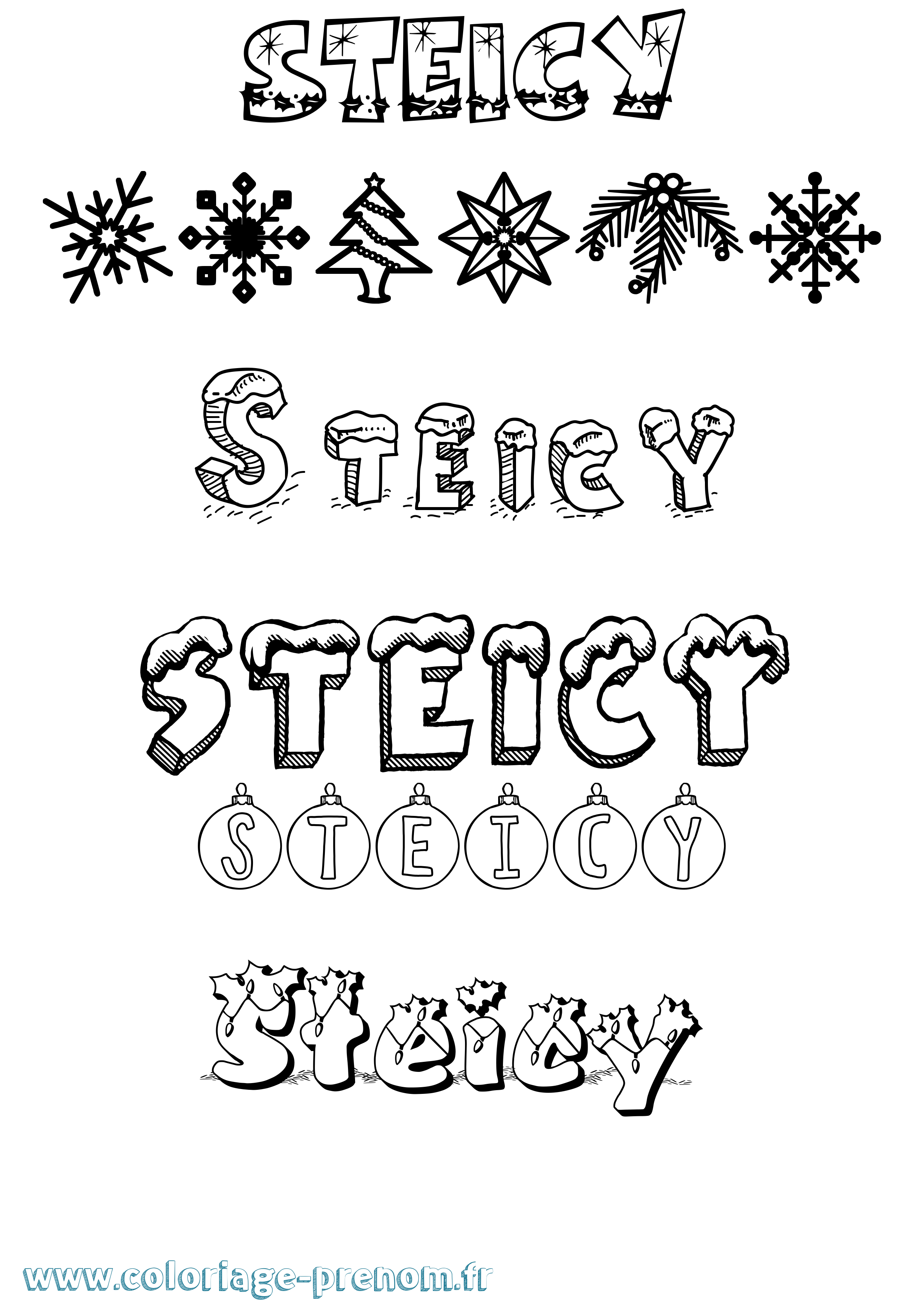 Coloriage Steicy Noël Coloriage prénom Steicy Noël