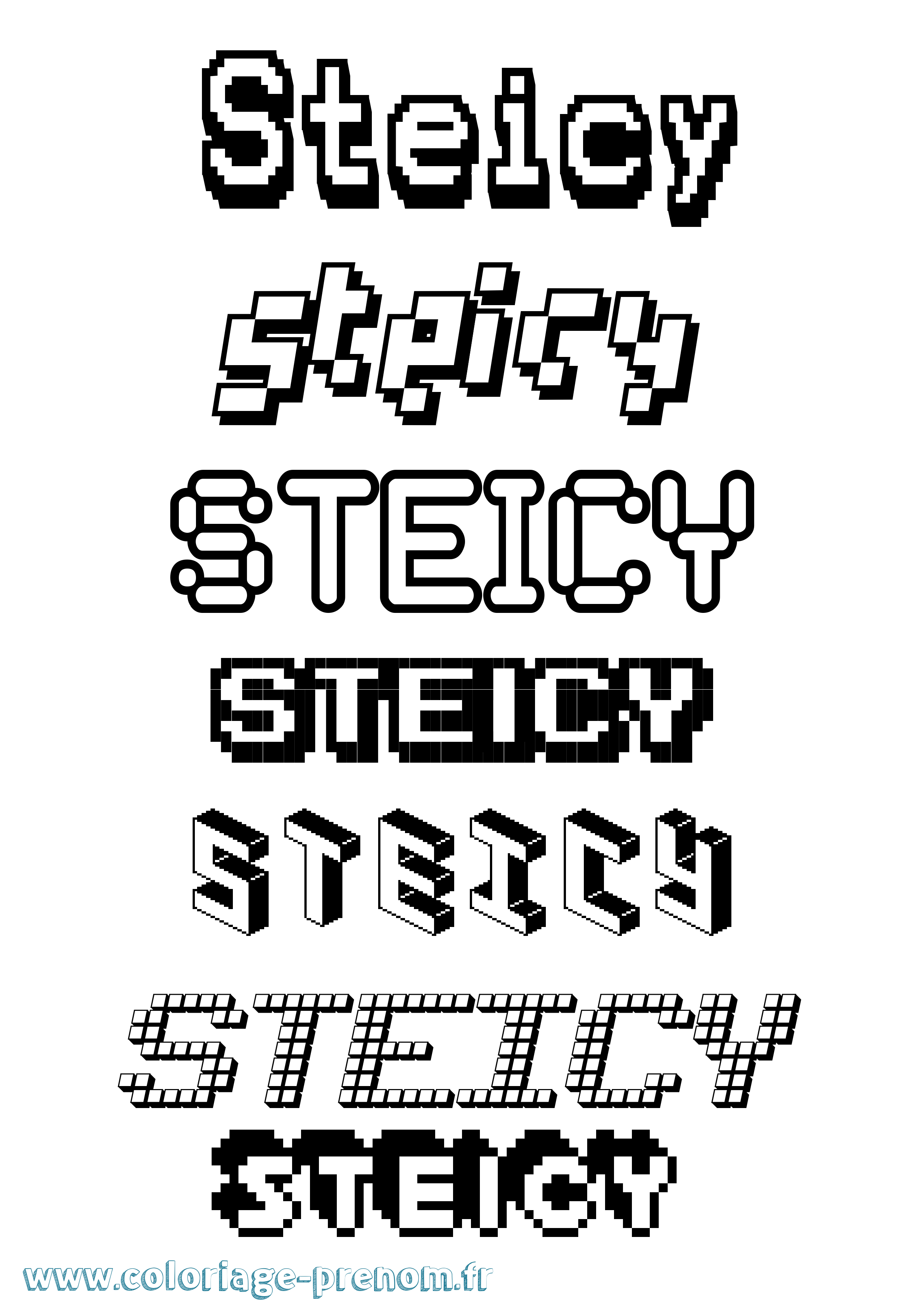 Coloriage Steicy Pixel Coloriage prénom Steicy Pixel