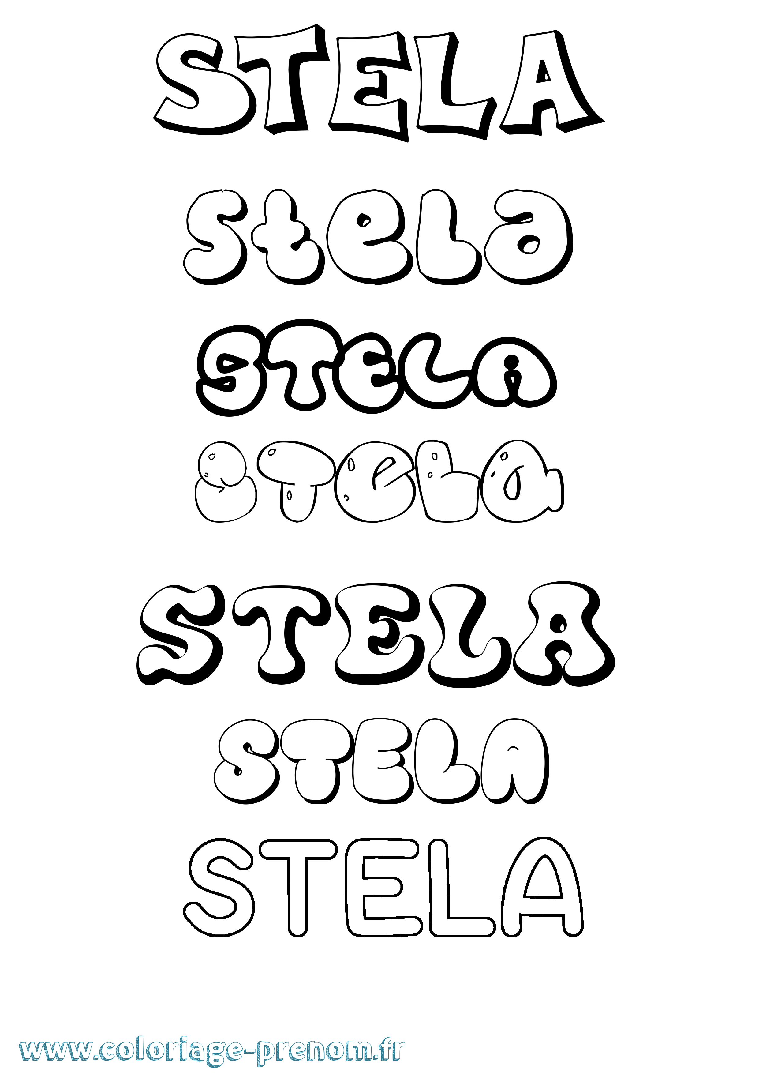 Coloriage Stela Bubble Coloriage prénom Stela Bubble