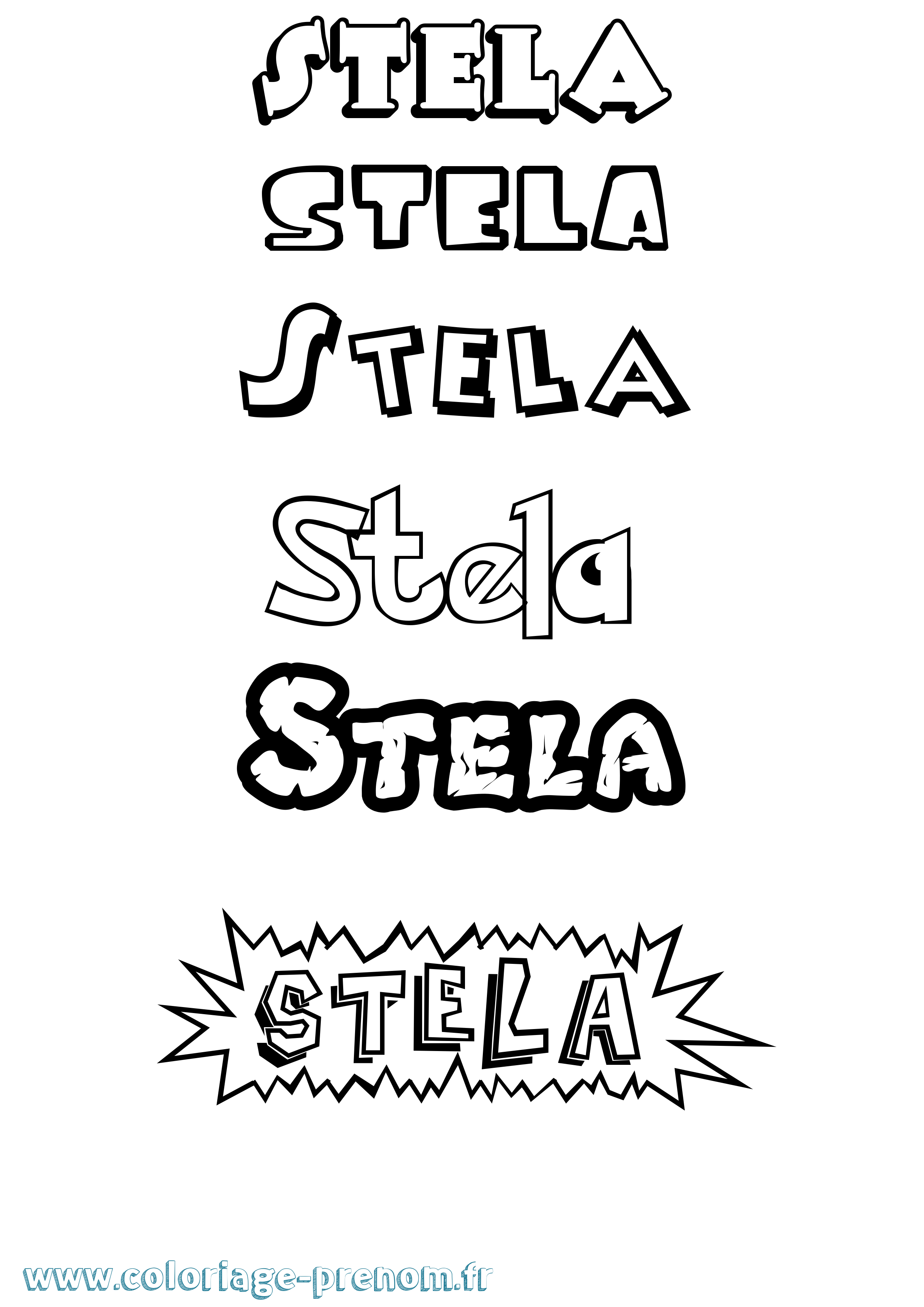 Coloriage Stela Dessin Animé Coloriage prénom Stela Dessin Animé