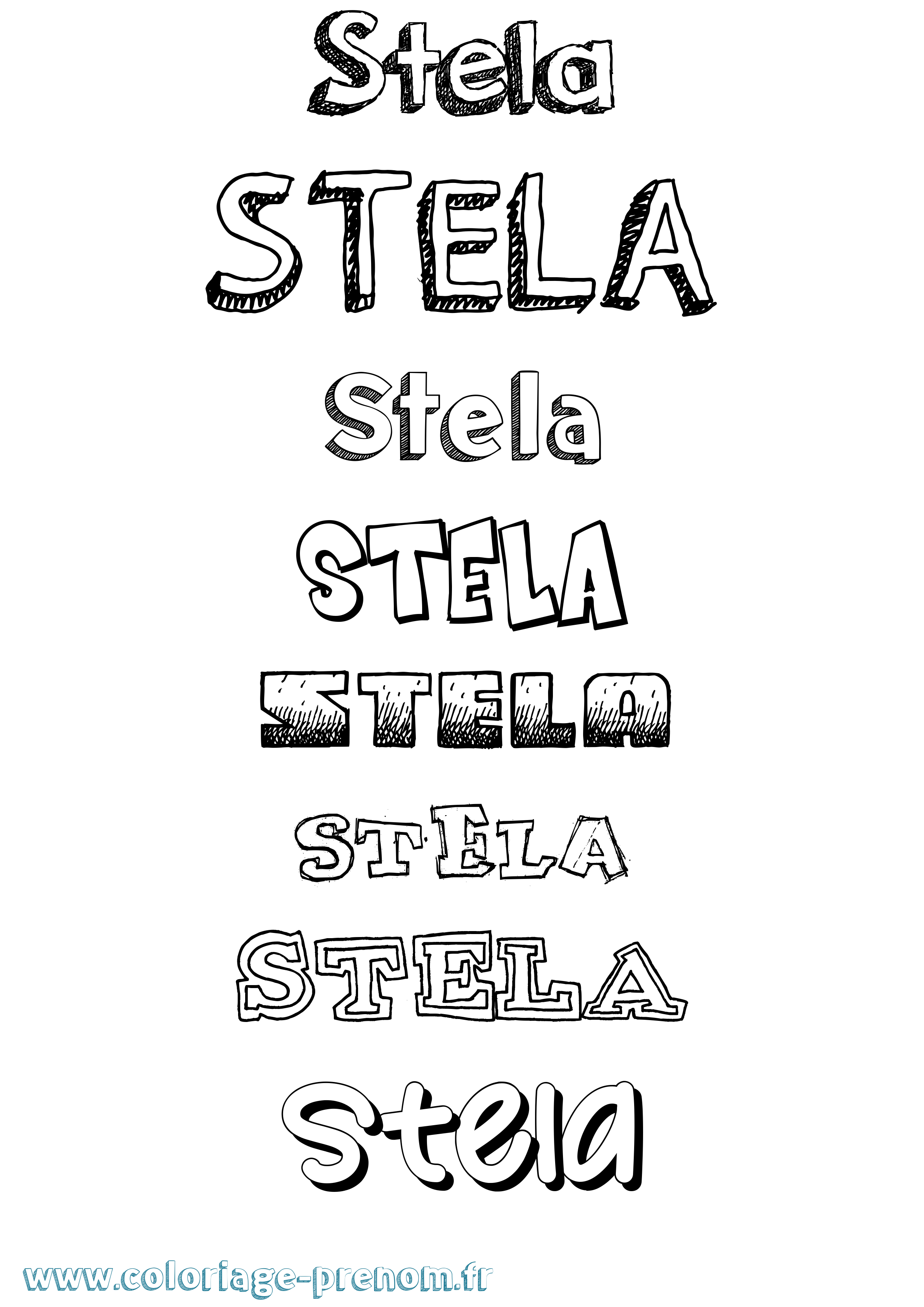 Coloriage Stela Dessiné Coloriage prénom Stela Dessiné