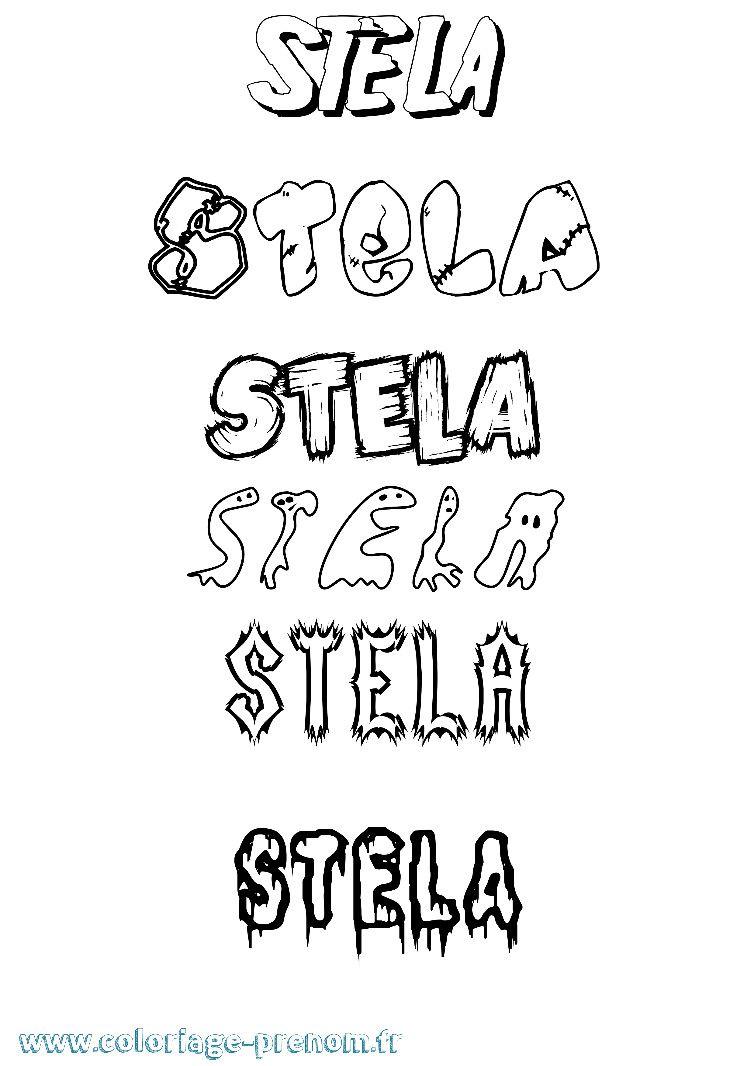 Coloriage Stela Frisson Coloriage prénom Stela Frisson