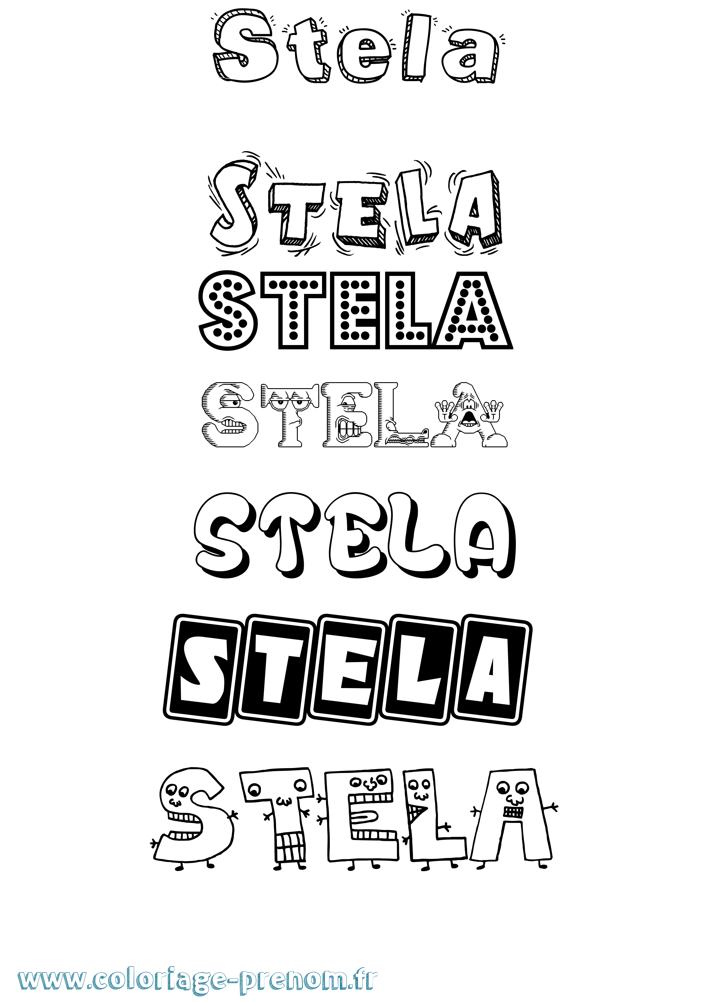 Coloriage Stela Fun Coloriage prénom Stela Fun