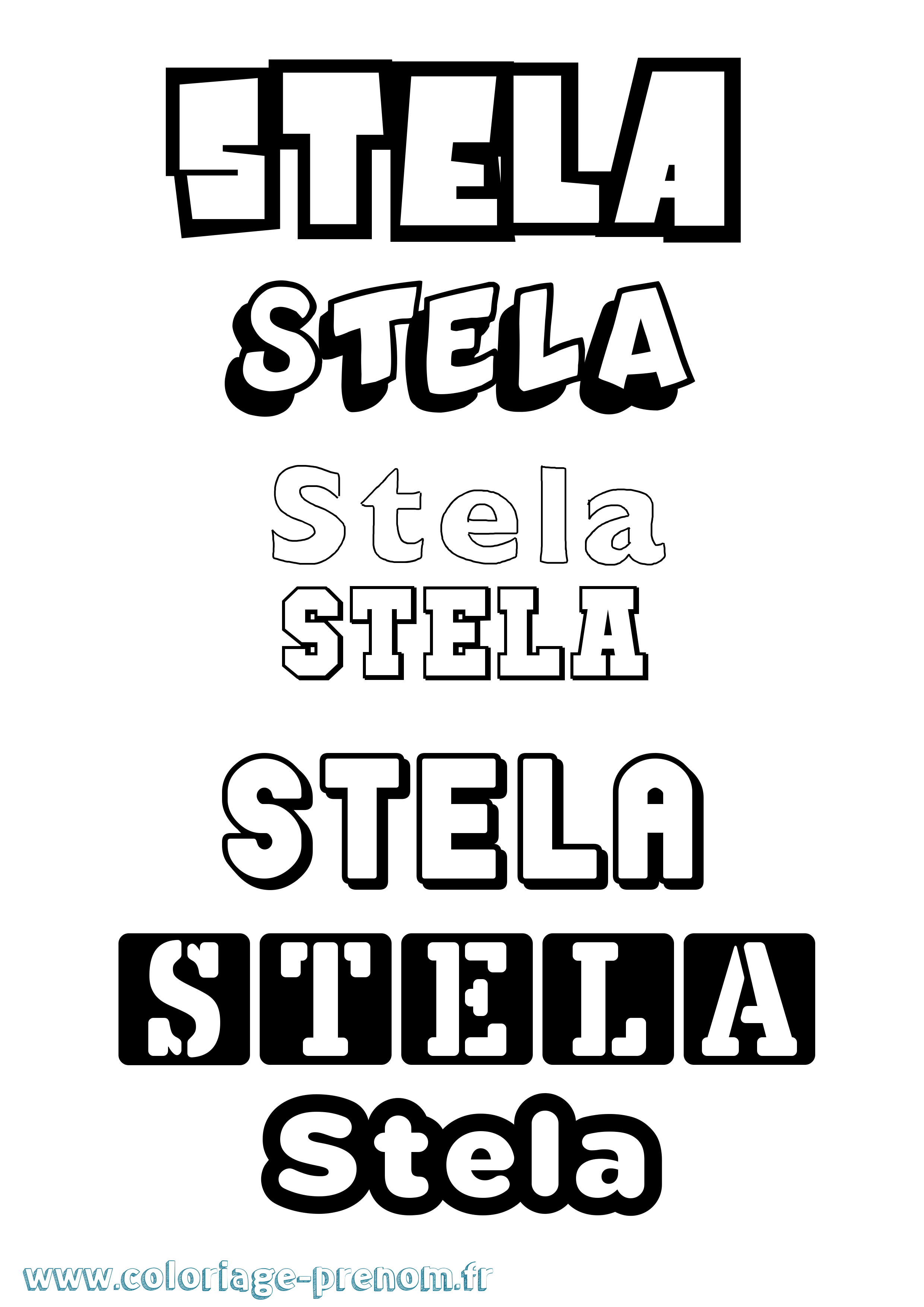 Coloriage Stela Simple Coloriage prénom Stela Simple