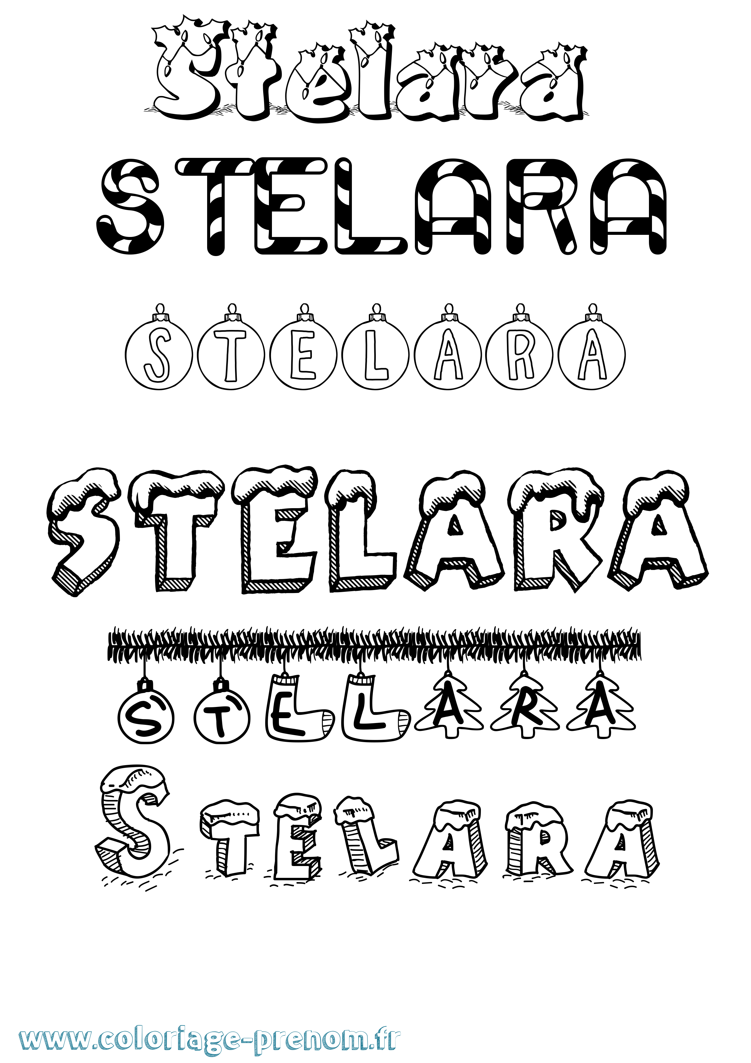 Coloriage Stelara Noël Coloriage prénom Stelara Noël
