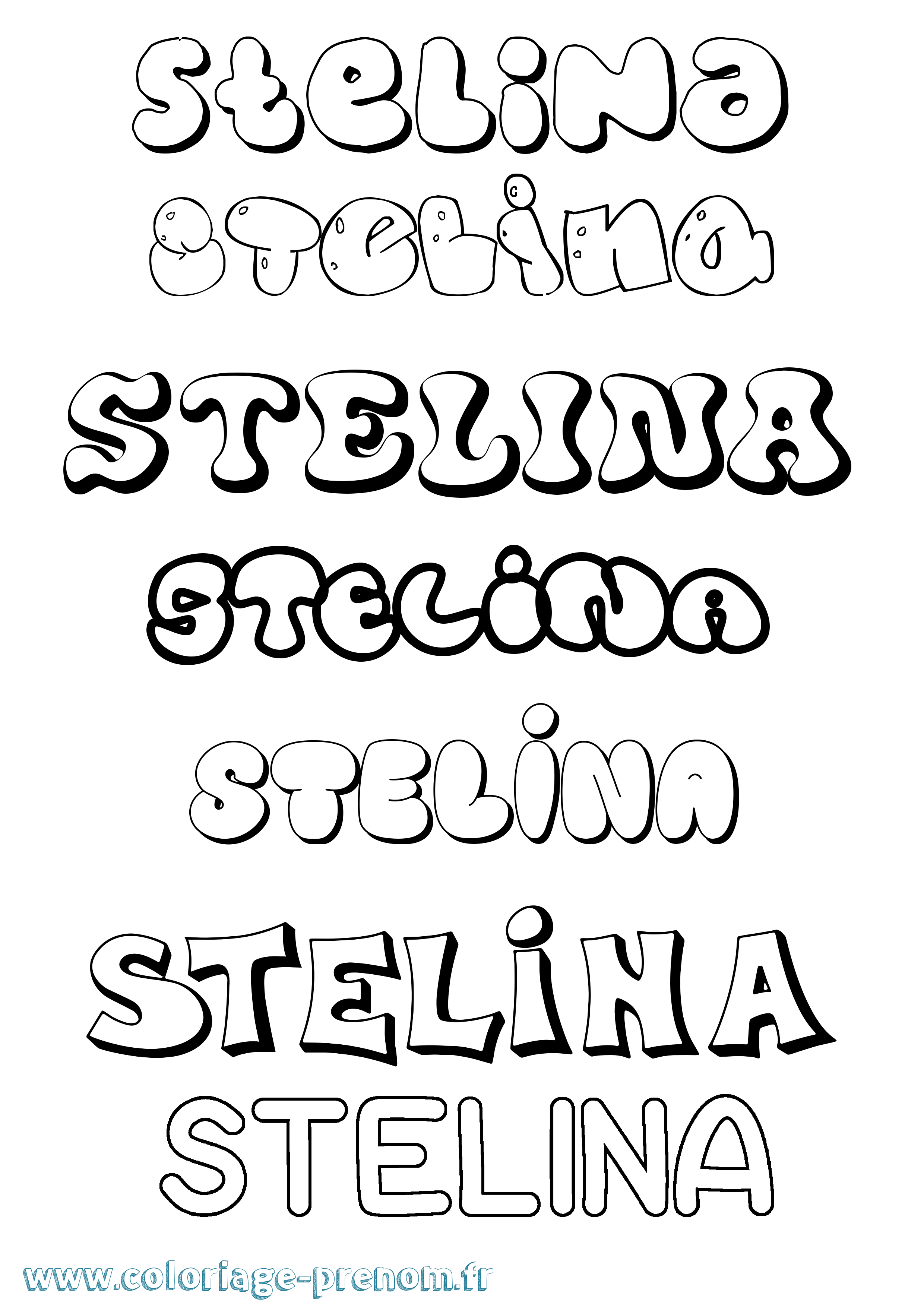 Coloriage Stelina Bubble Coloriage prénom Stelina Bubble