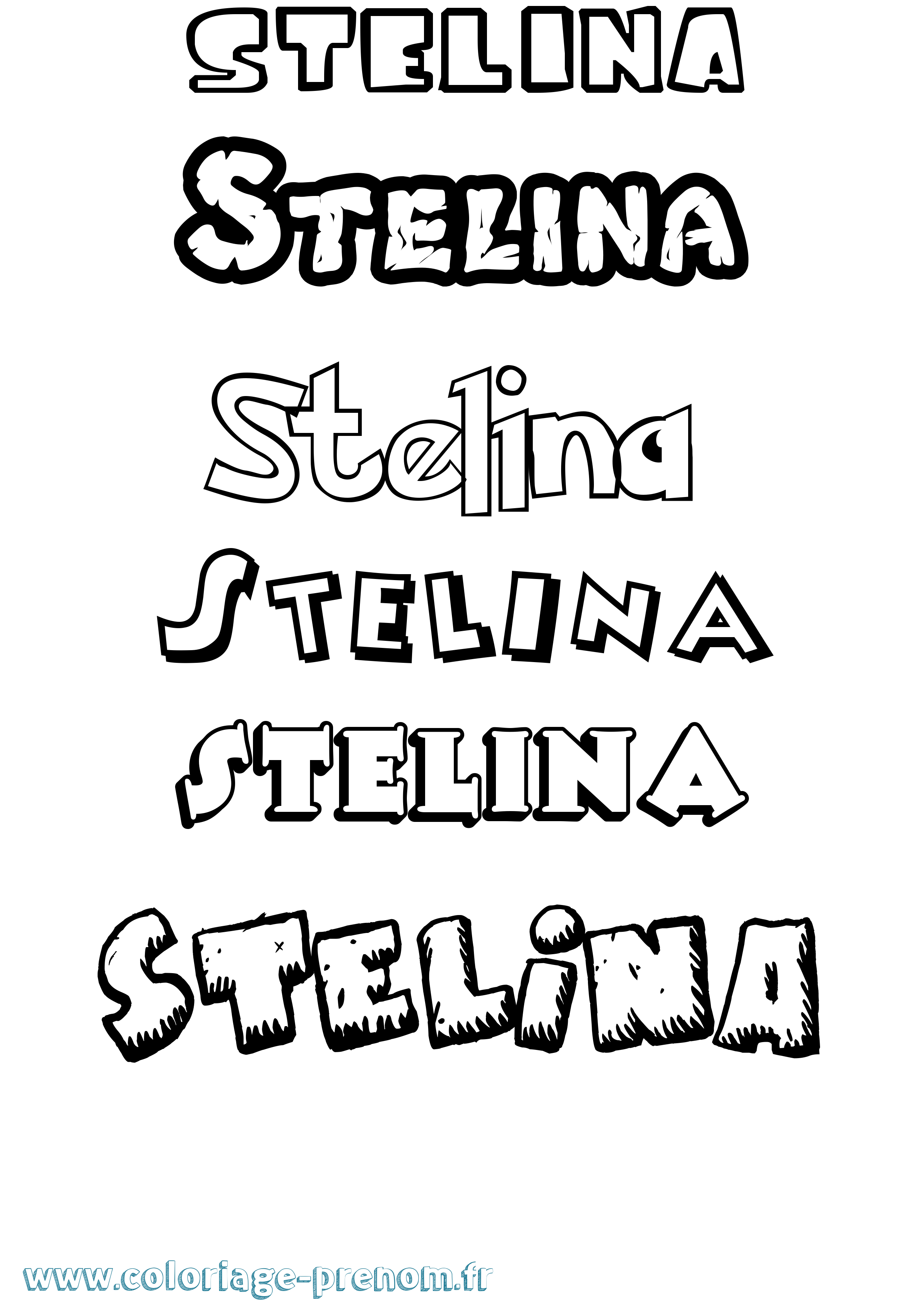 Coloriage Stelina Dessin Animé Coloriage prénom Stelina Dessin Animé