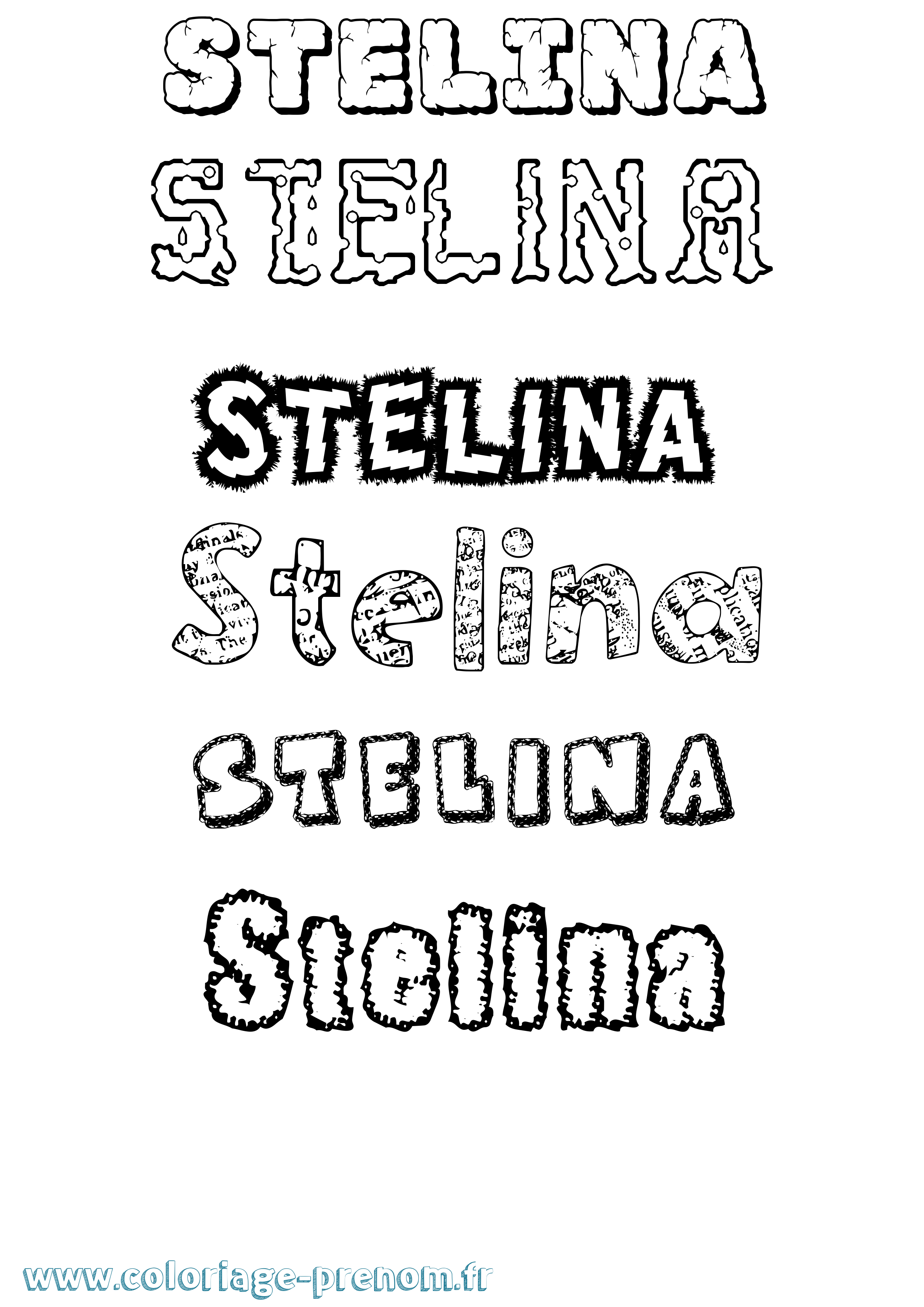 Coloriage Stelina Destructuré Coloriage prénom Stelina Destructuré