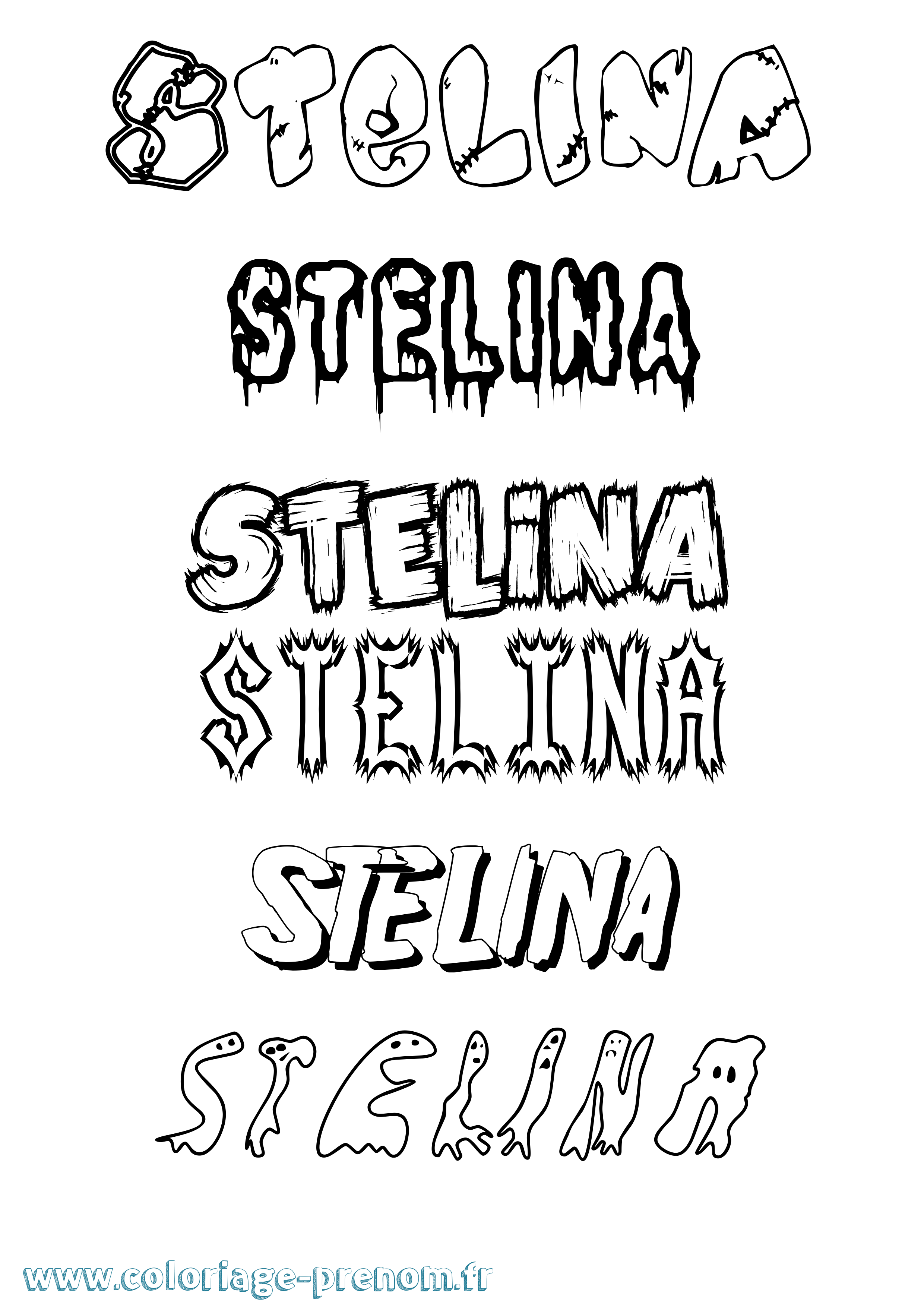 Coloriage Stelina Frisson Coloriage prénom Stelina Frisson