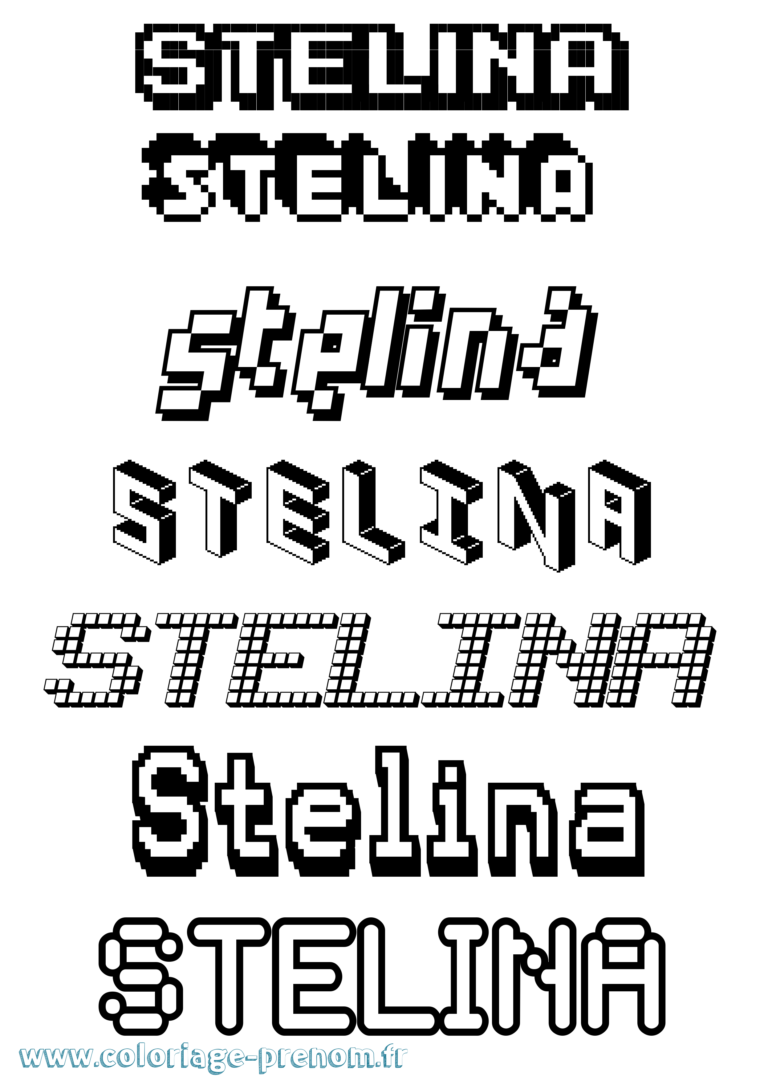 Coloriage Stelina Pixel Coloriage prénom Stelina Pixel