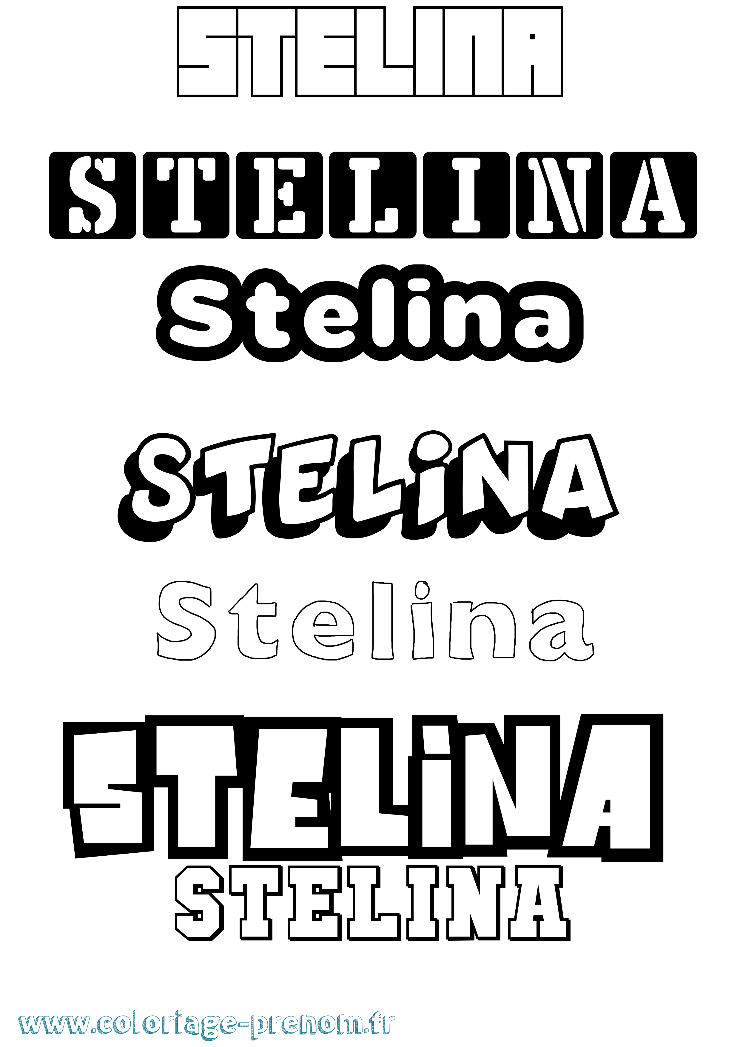 Coloriage Stelina Simple Coloriage prénom Stelina Simple