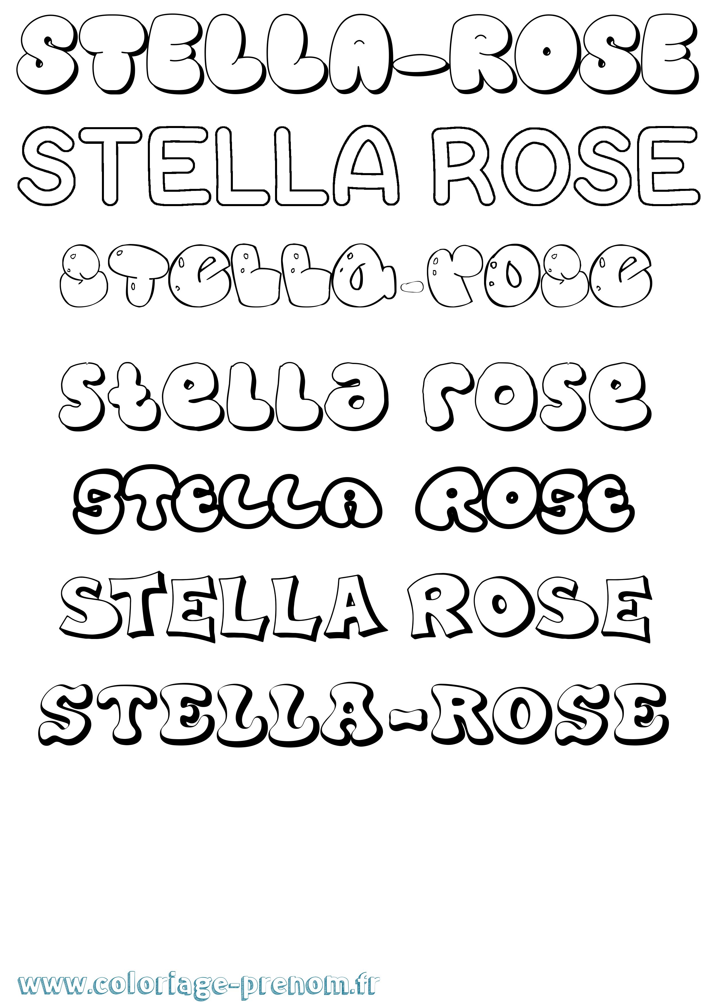 Coloriage Stella-Rose Bubble Coloriage prénom Stella-Rose Bubble