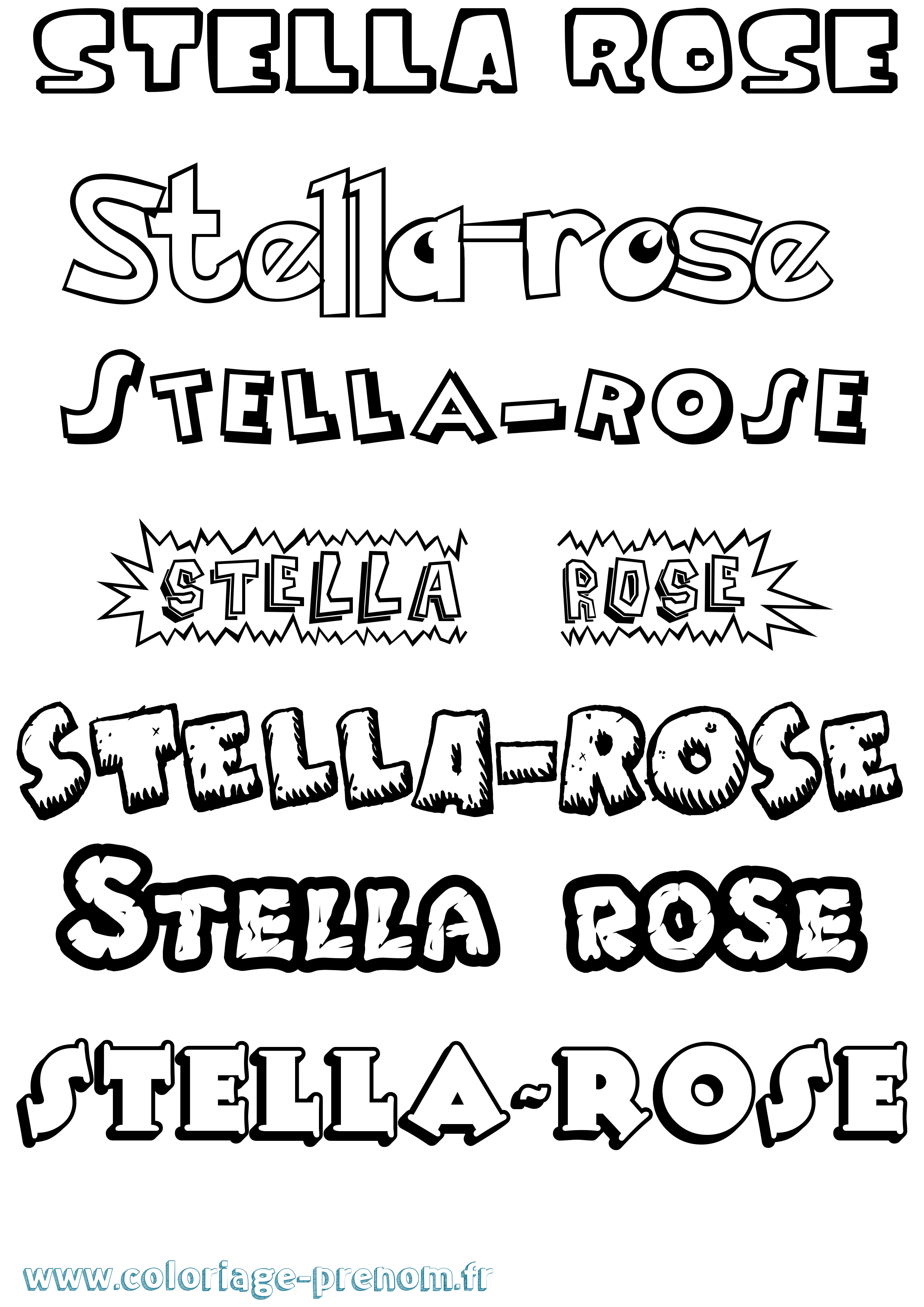 Coloriage Stella-Rose Dessin Animé Coloriage prénom Stella-Rose Dessin Animé