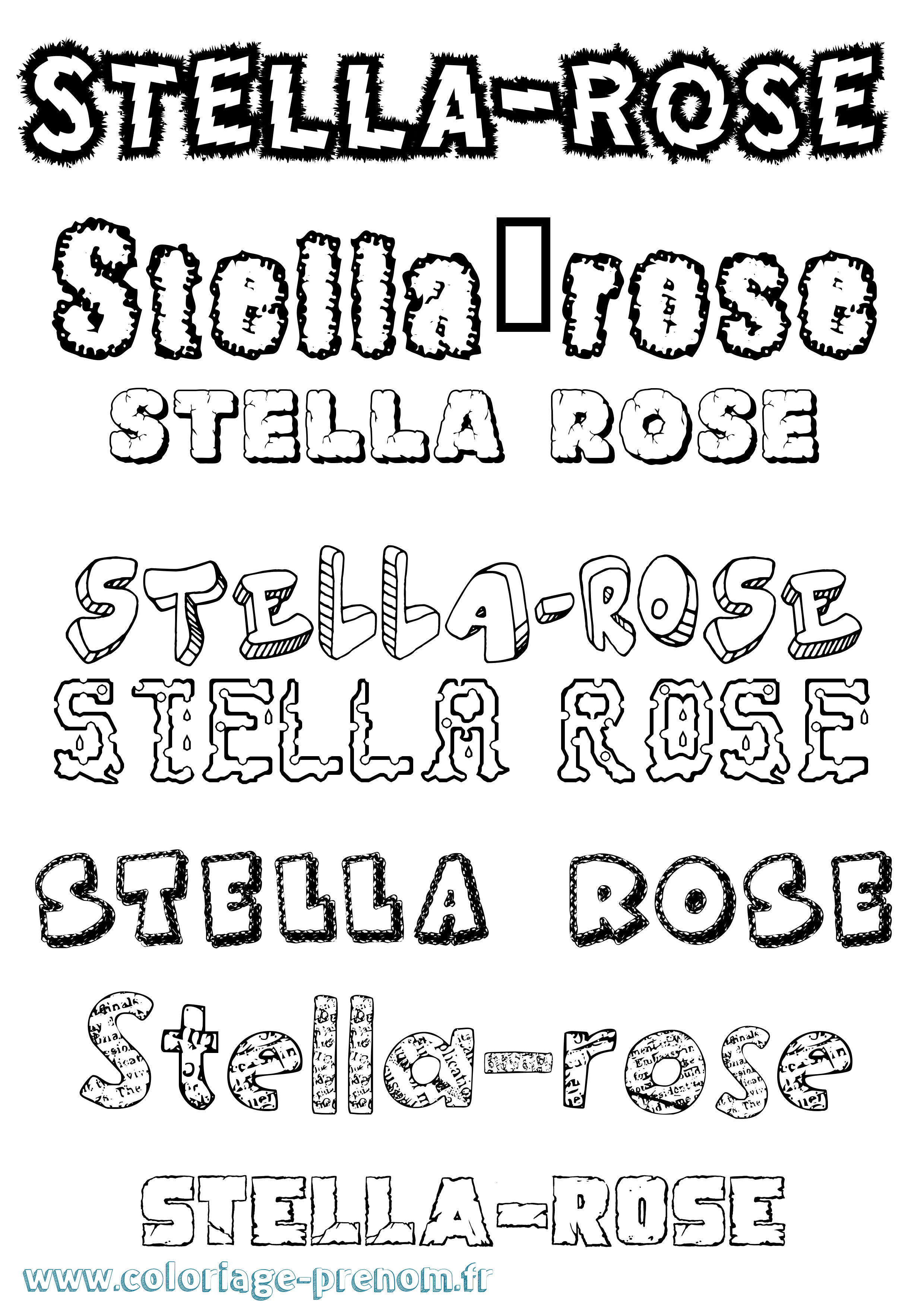 Coloriage Stella-Rose Destructuré Coloriage prénom Stella-Rose Destructuré