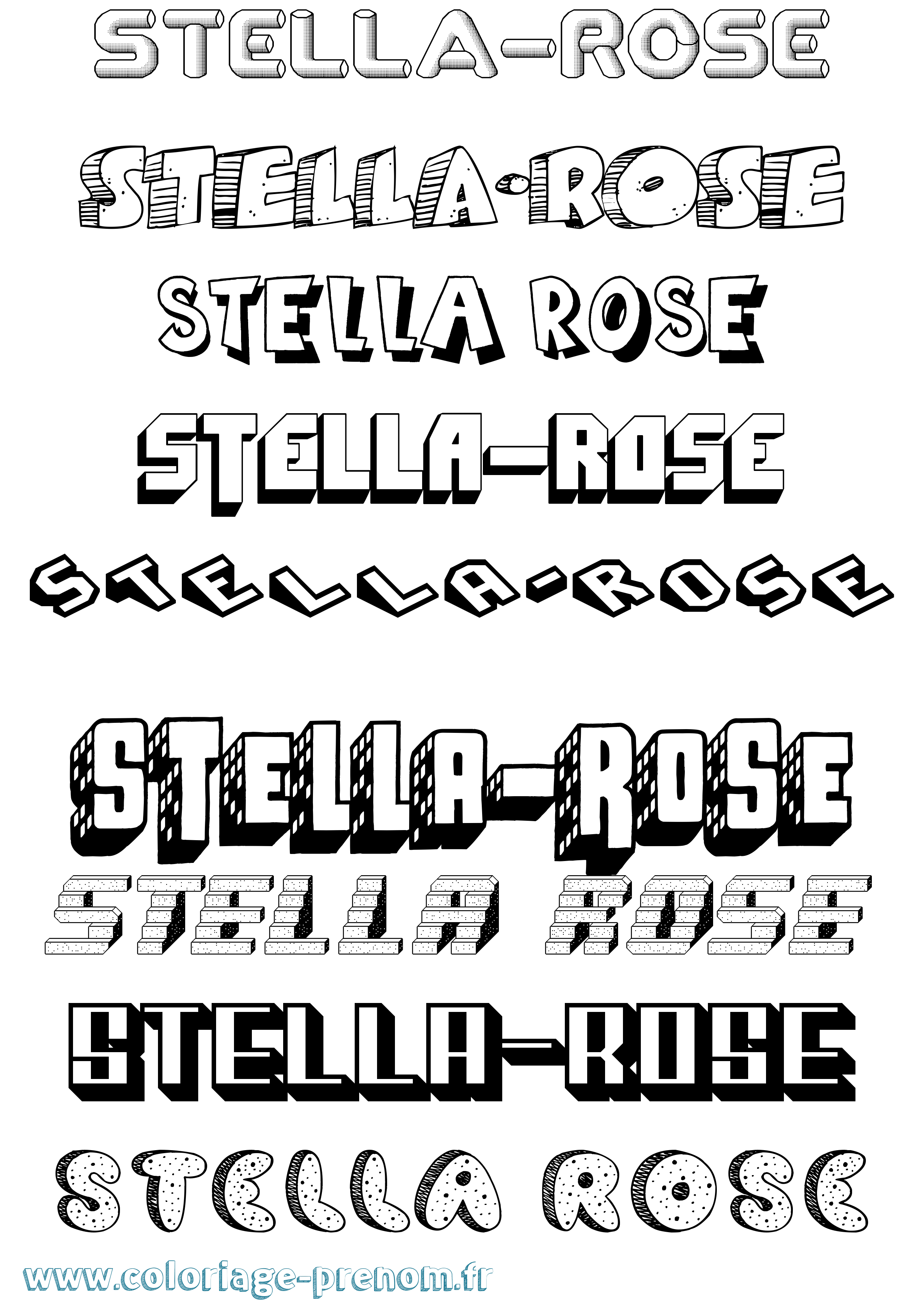 Coloriage Stella-Rose Effet 3D Coloriage prénom Stella-Rose Effet 3D