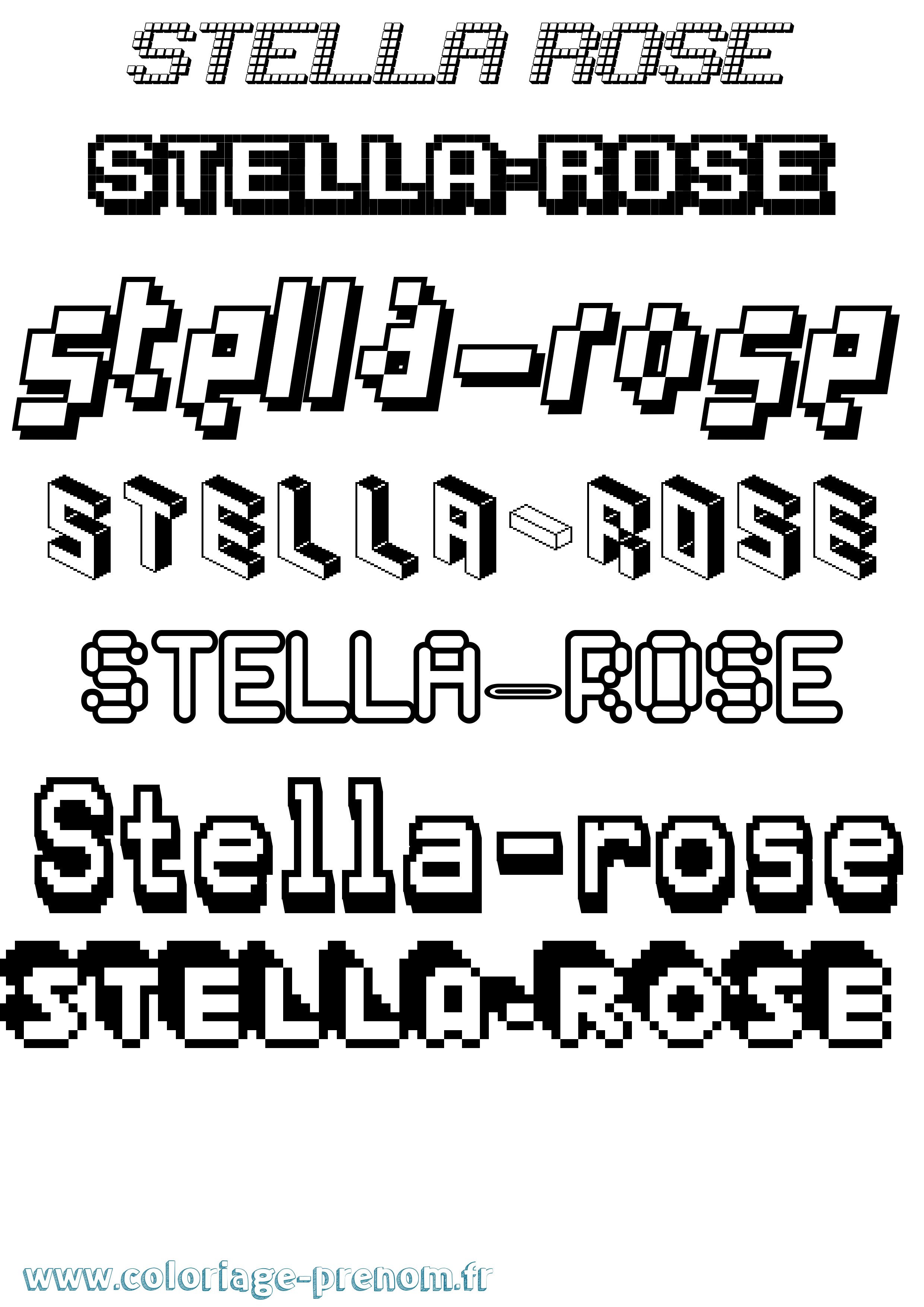Coloriage Stella-Rose Pixel Coloriage prénom Stella-Rose Pixel