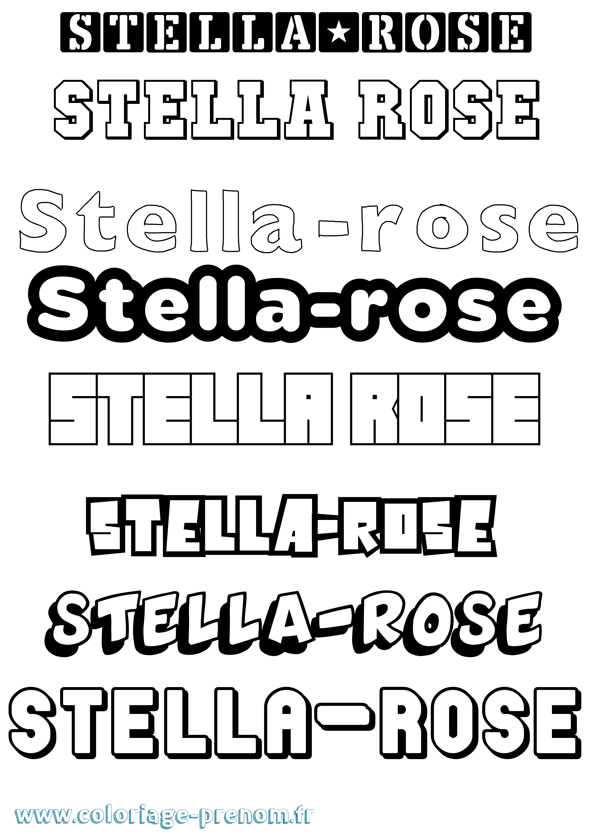 Coloriage Stella-Rose Simple Coloriage prénom Stella-Rose Simple