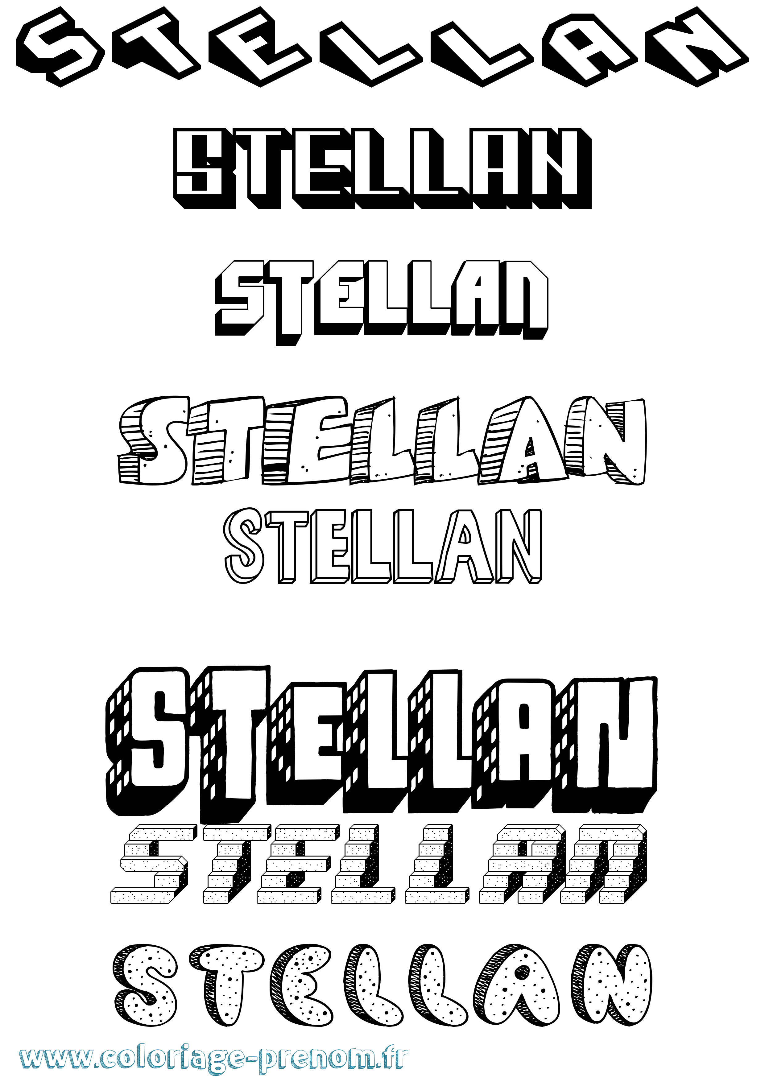 Coloriage Stellan Effet 3D Coloriage prénom Stellan Effet 3D