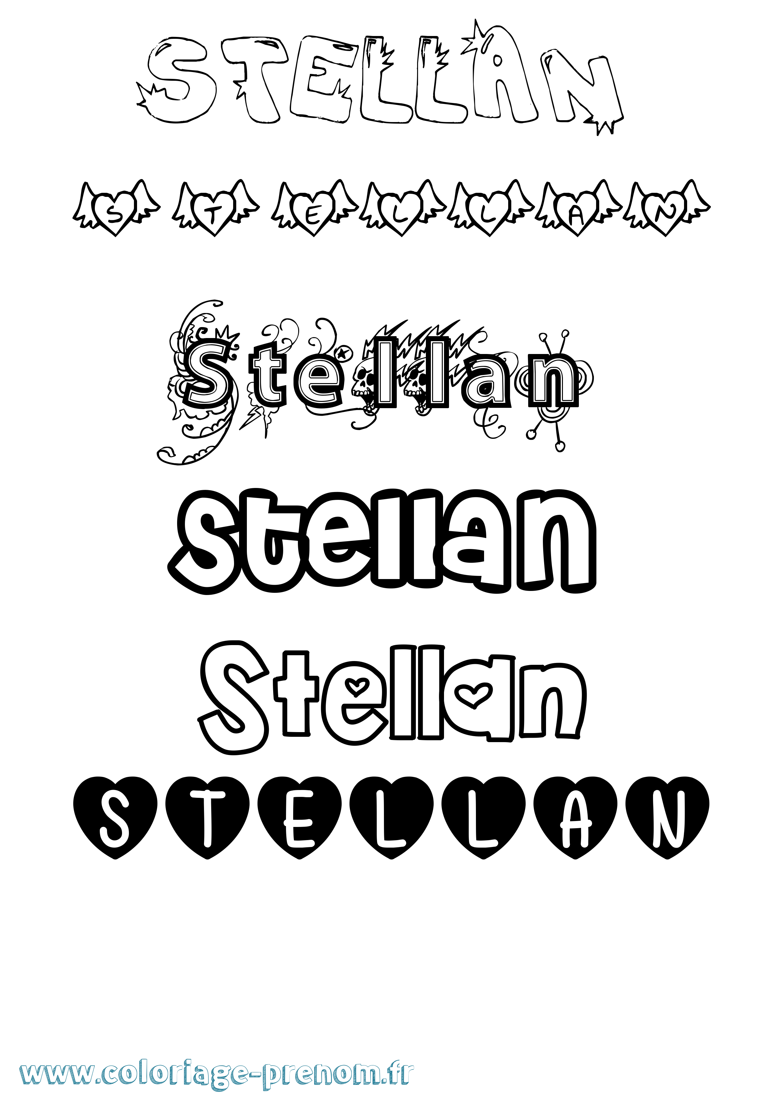 Coloriage Stellan Girly Coloriage prénom Stellan Girly