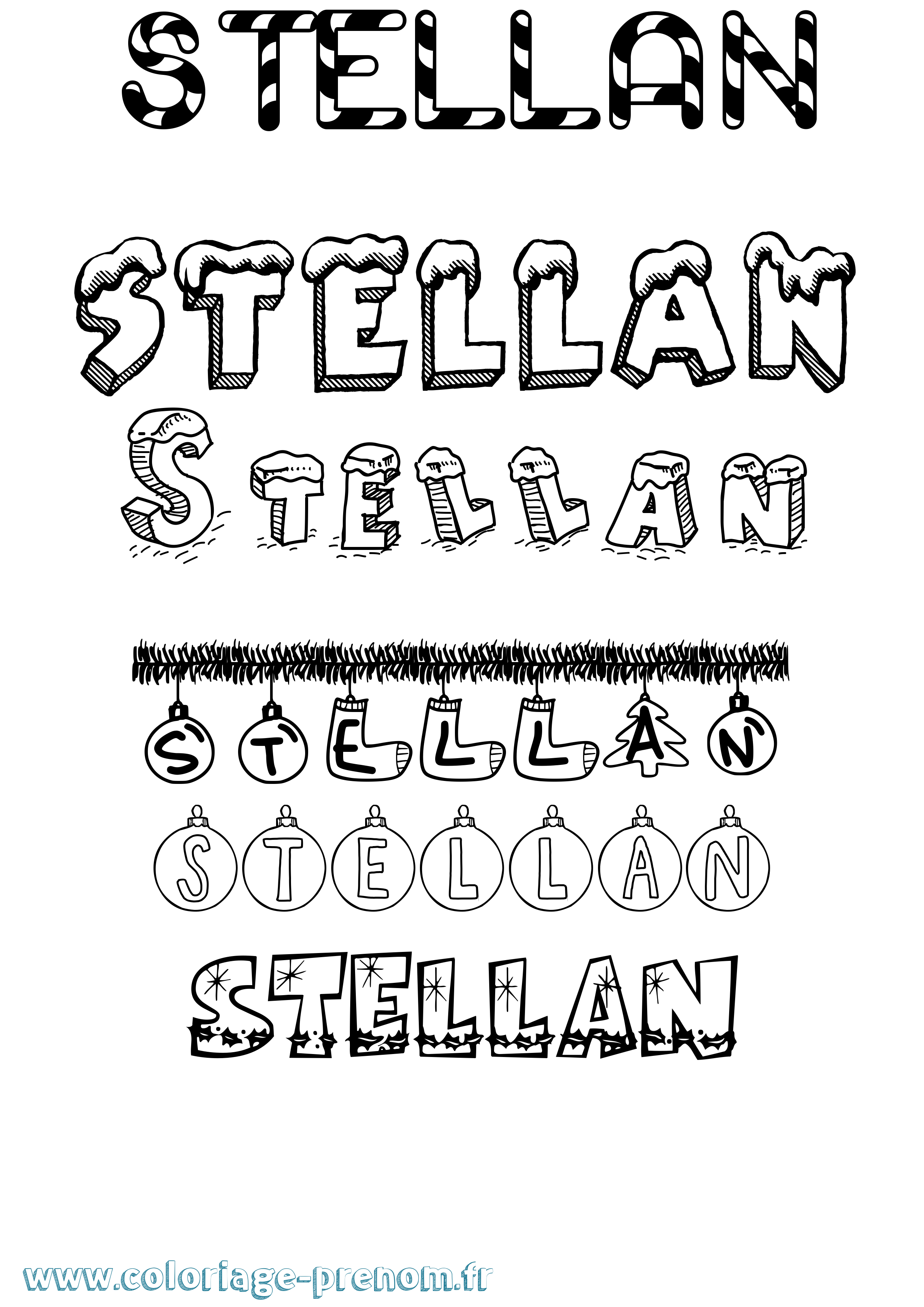 Coloriage Stellan Noël Coloriage prénom Stellan Noël