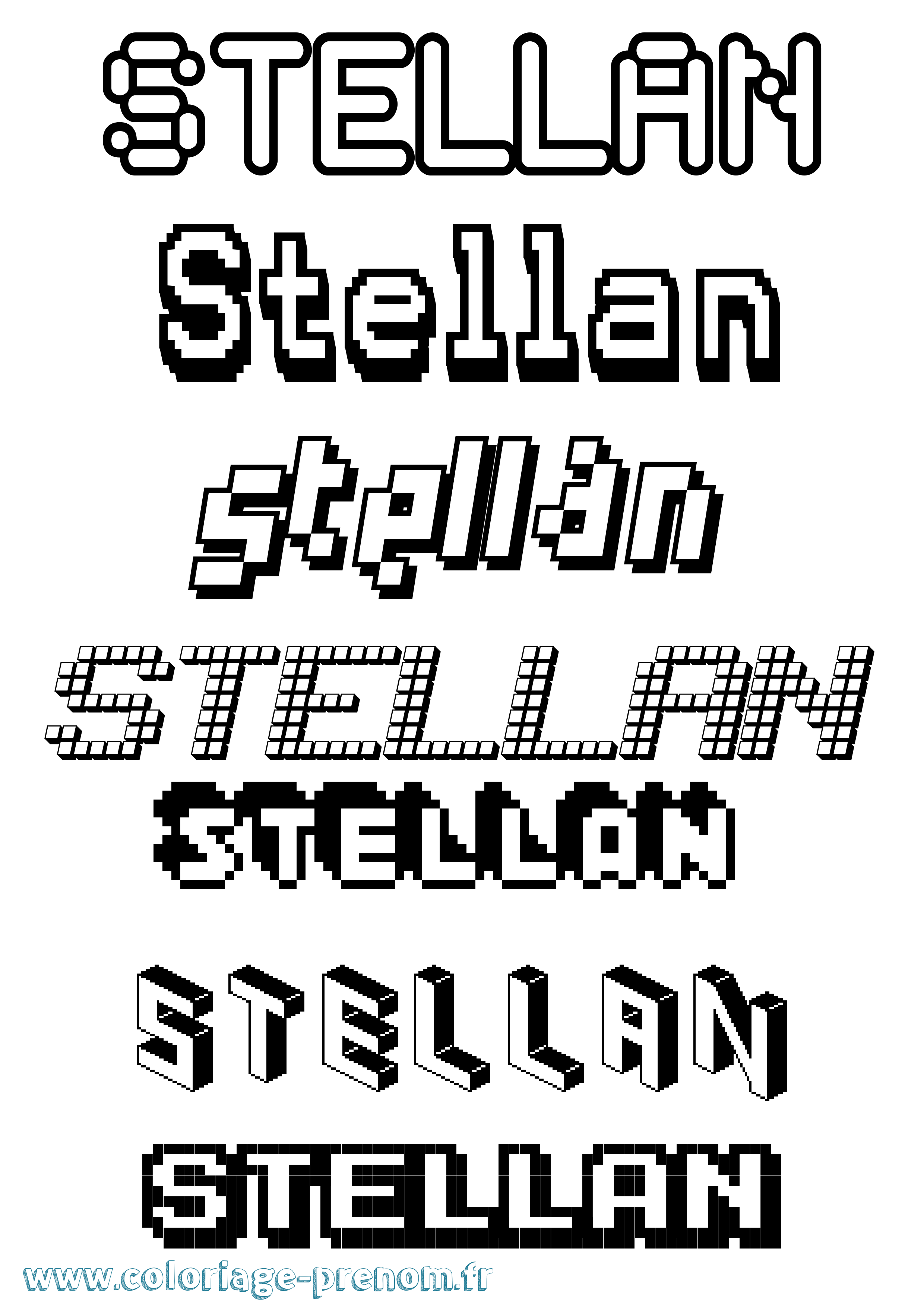 Coloriage Stellan Pixel Coloriage prénom Stellan Pixel