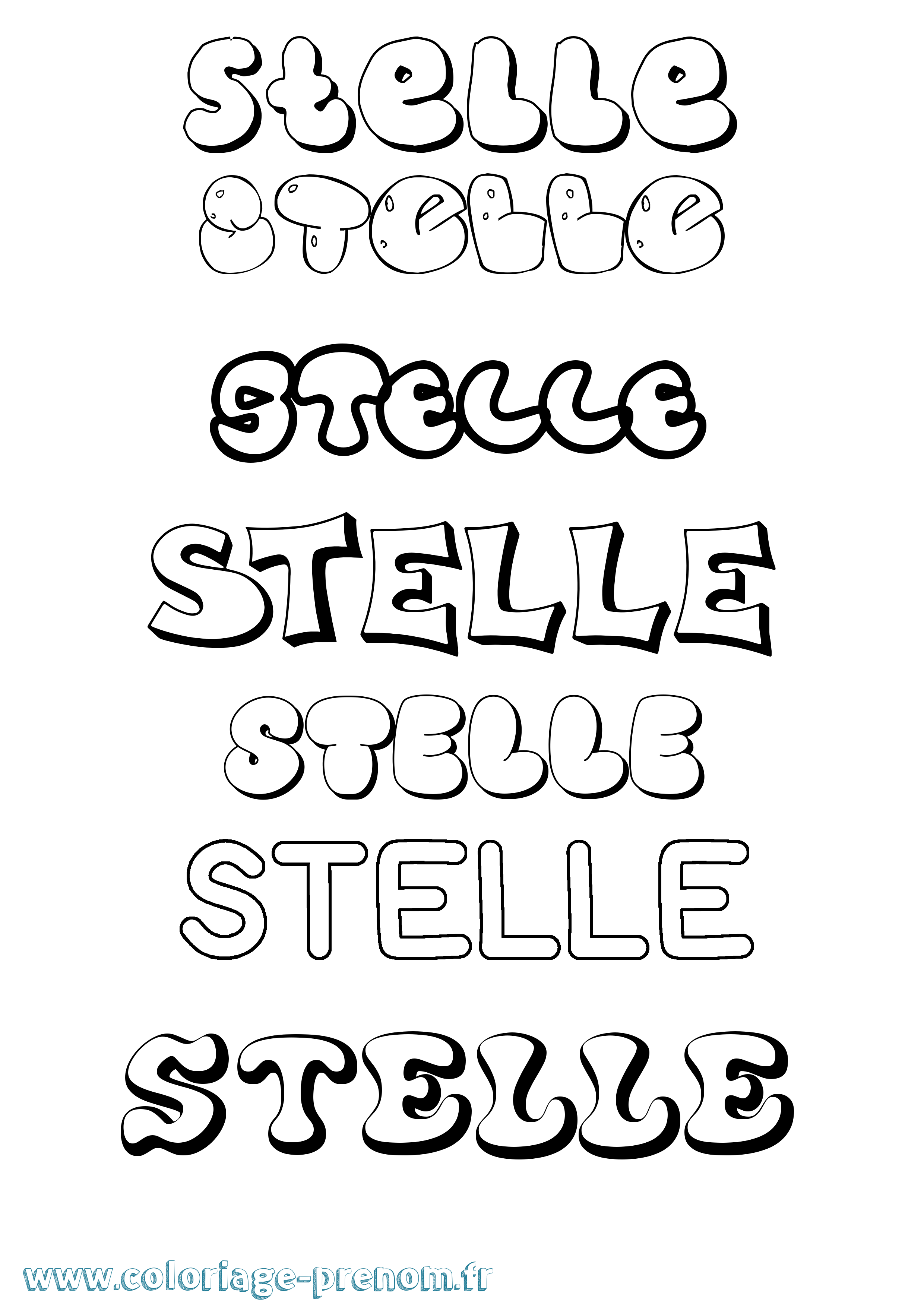Coloriage Stelle Bubble Coloriage prénom Stelle Bubble