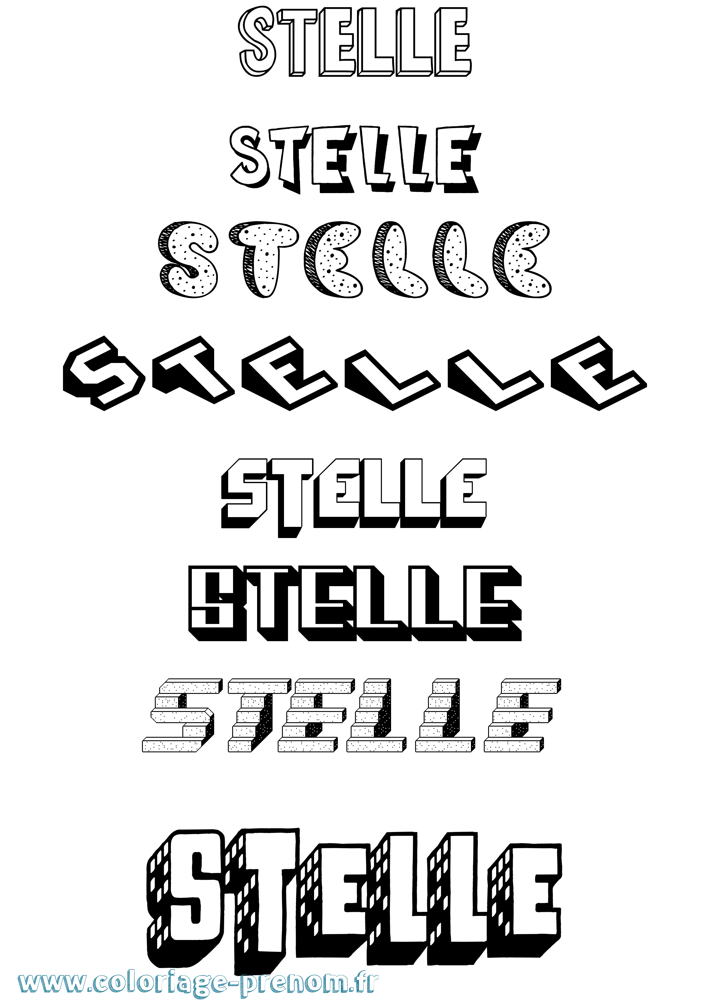 Coloriage Stelle Effet 3D Coloriage prénom Stelle Effet 3D