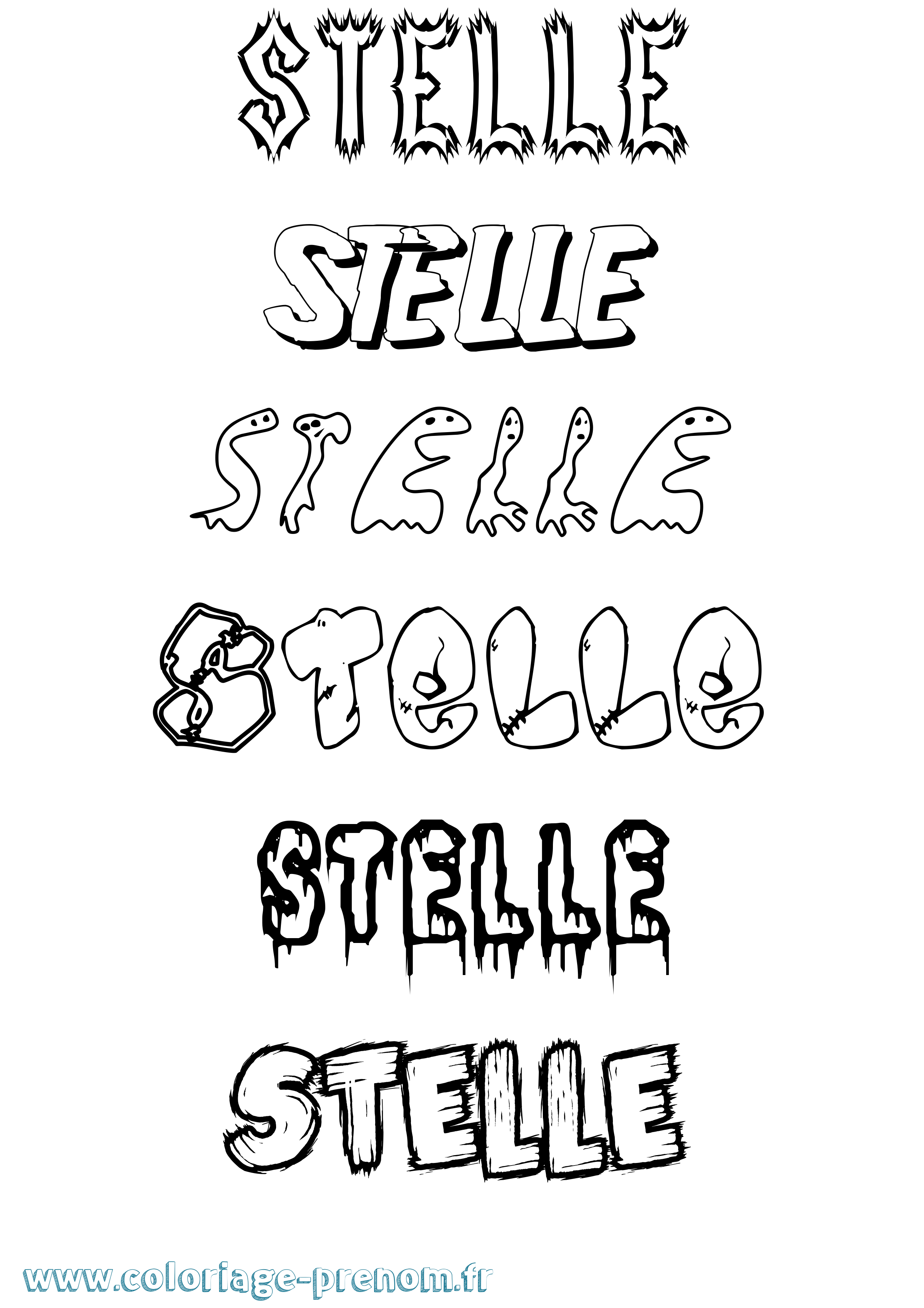 Coloriage Stelle Frisson Coloriage prénom Stelle Frisson
