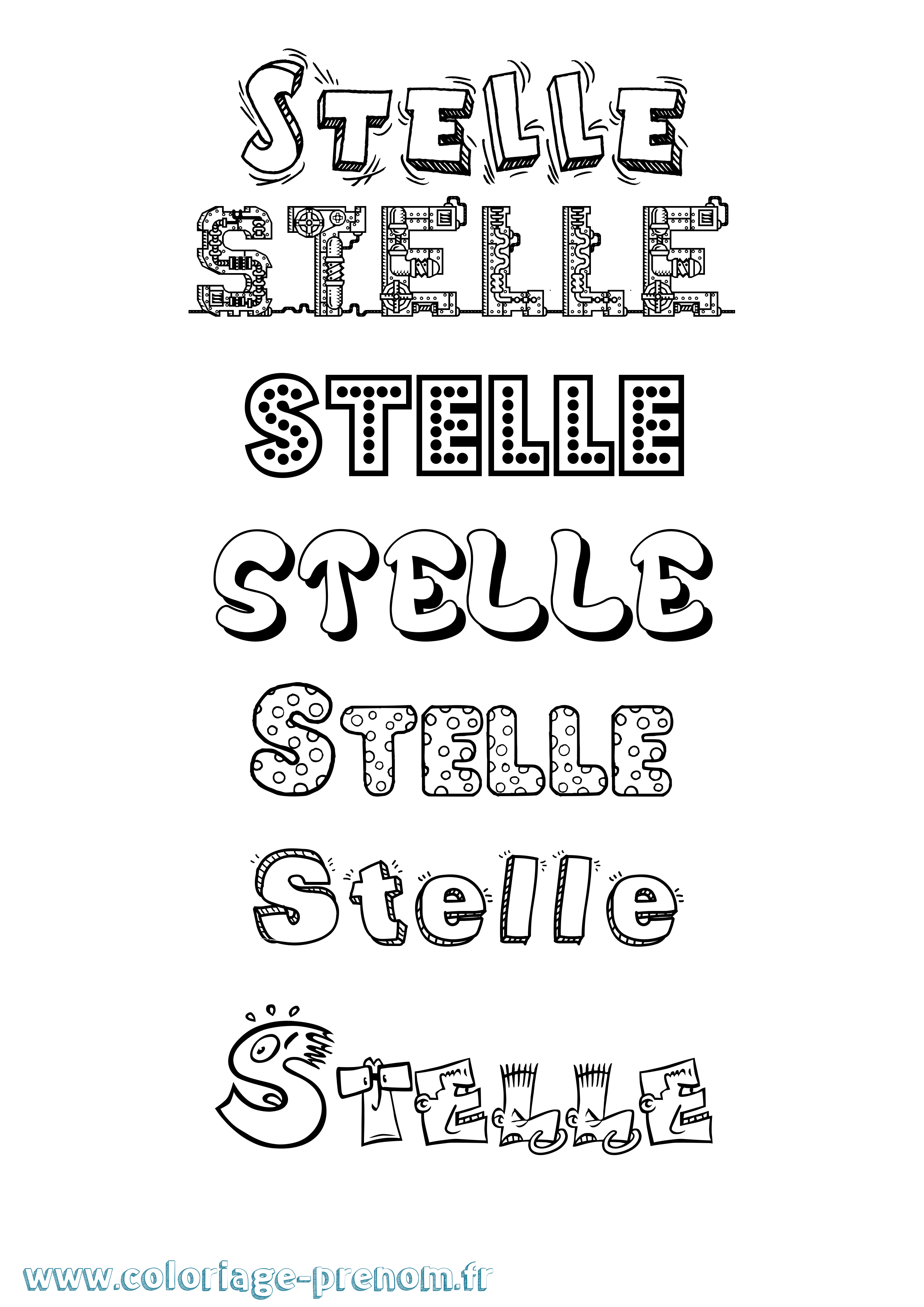 Coloriage Stelle Fun Coloriage prénom Stelle Fun