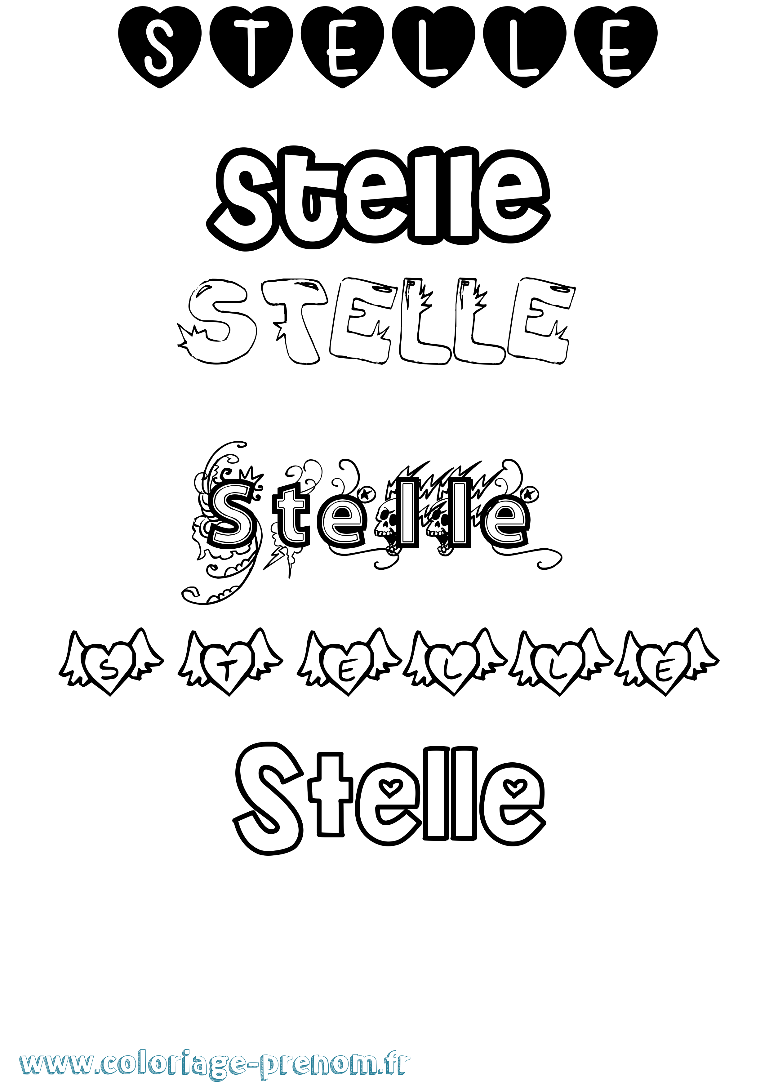 Coloriage Stelle Girly Coloriage prénom Stelle Girly