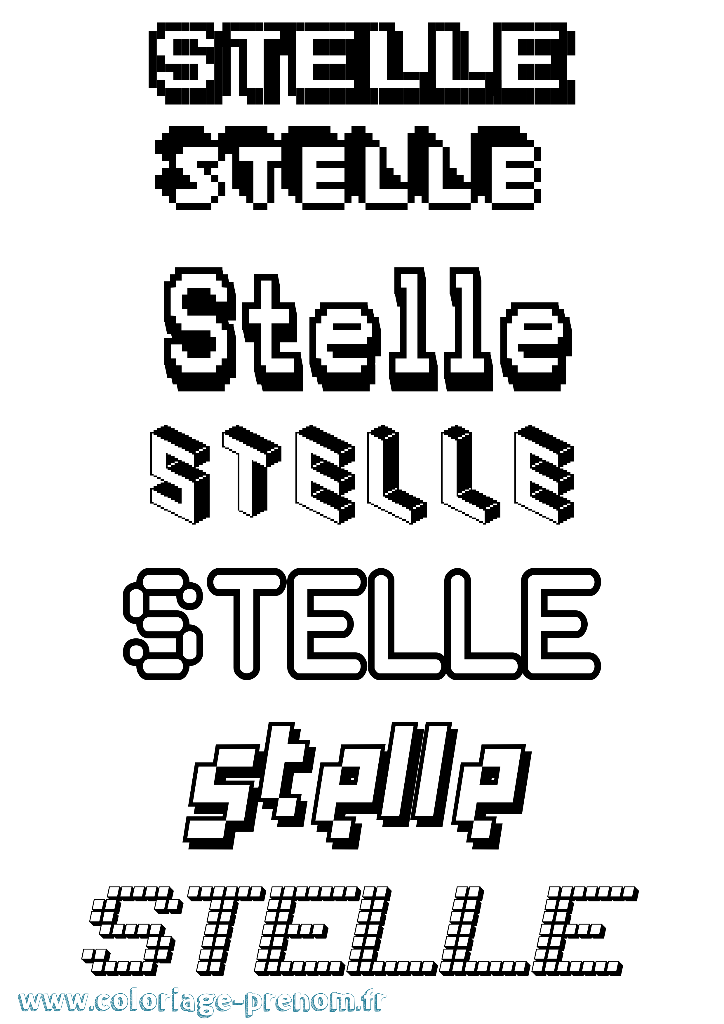 Coloriage Stelle Pixel Coloriage prénom Stelle Pixel