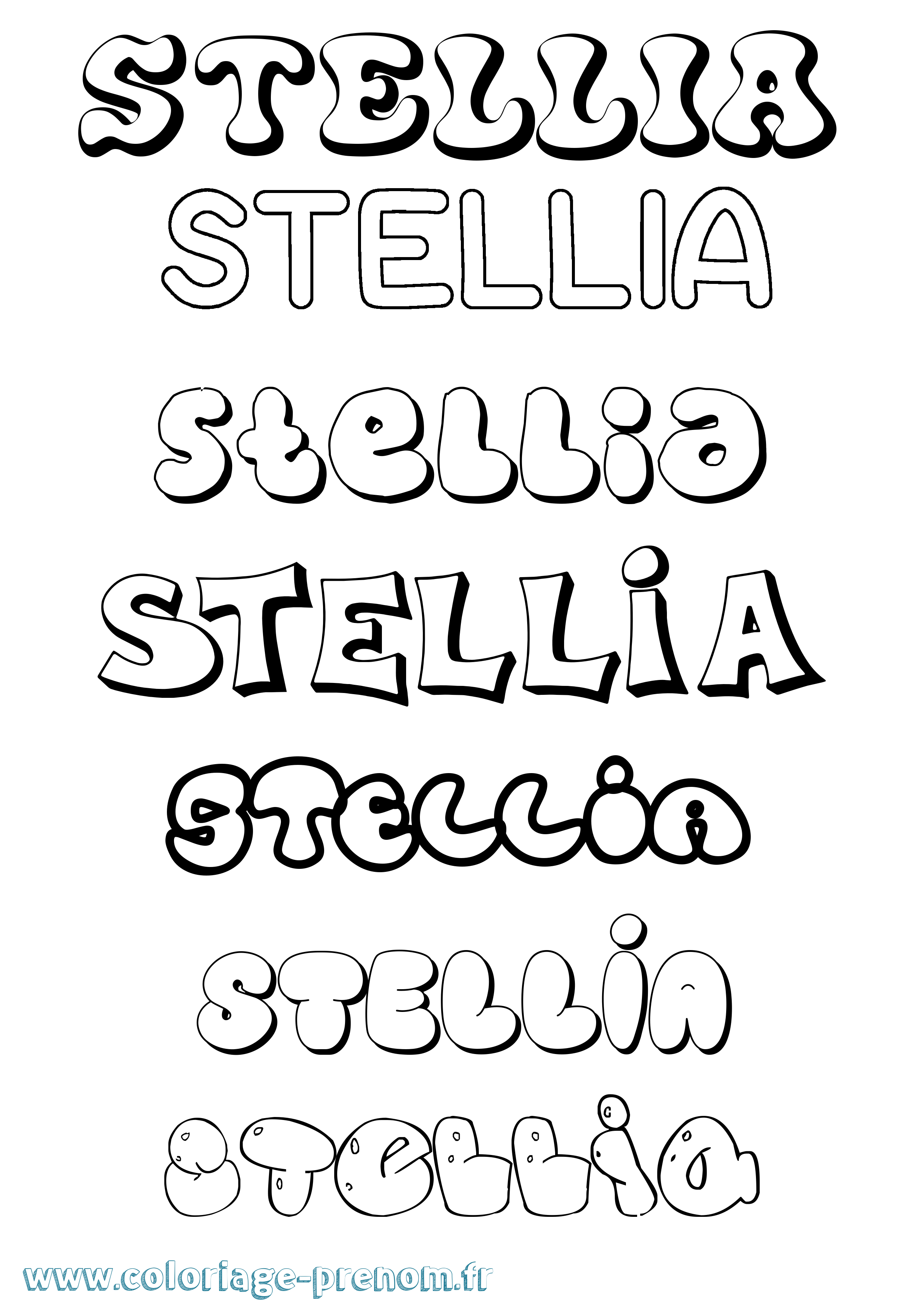 Coloriage Stellia Bubble Coloriage prénom Stellia Bubble