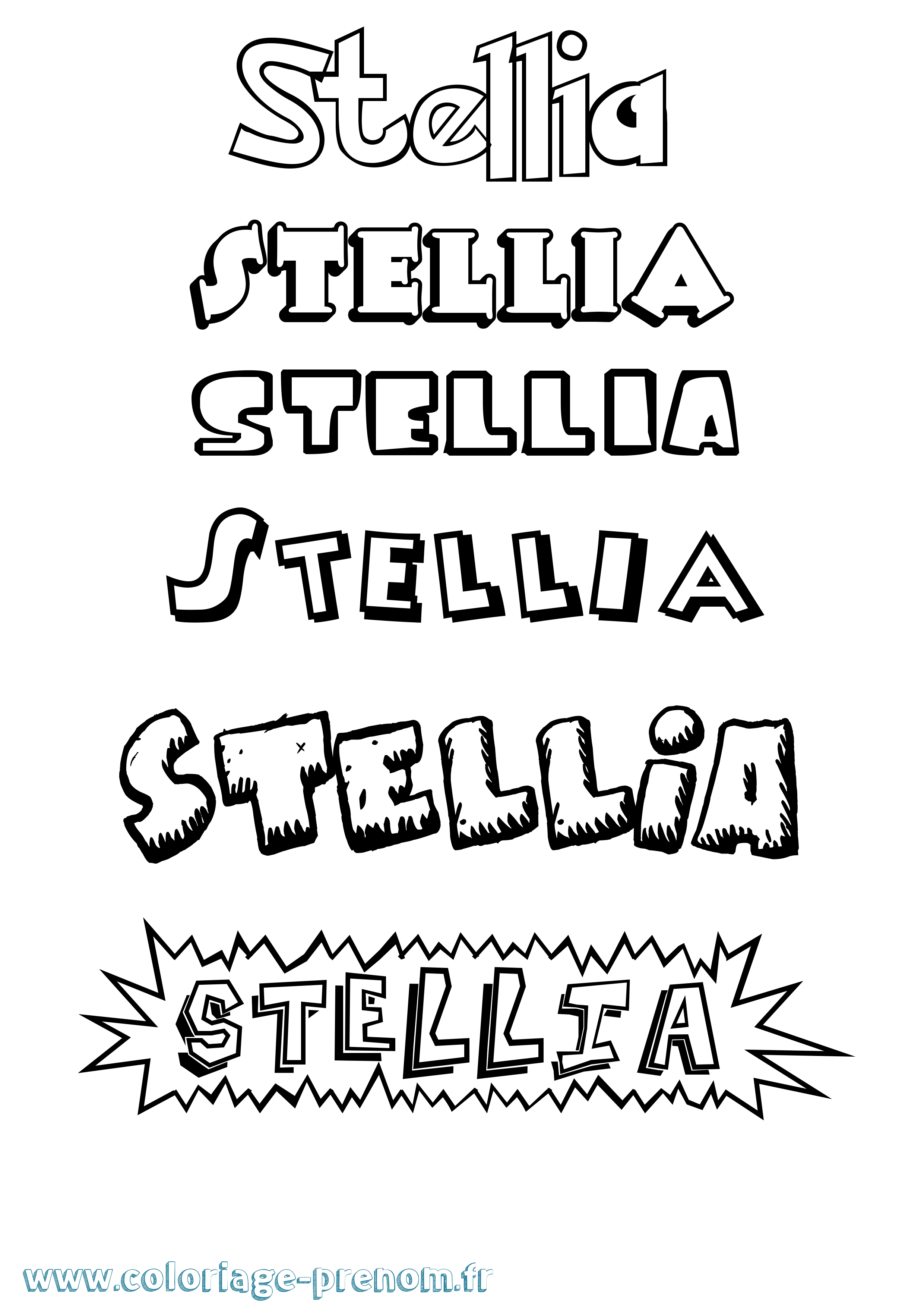 Coloriage Stellia Dessin Animé Coloriage prénom Stellia Dessin Animé