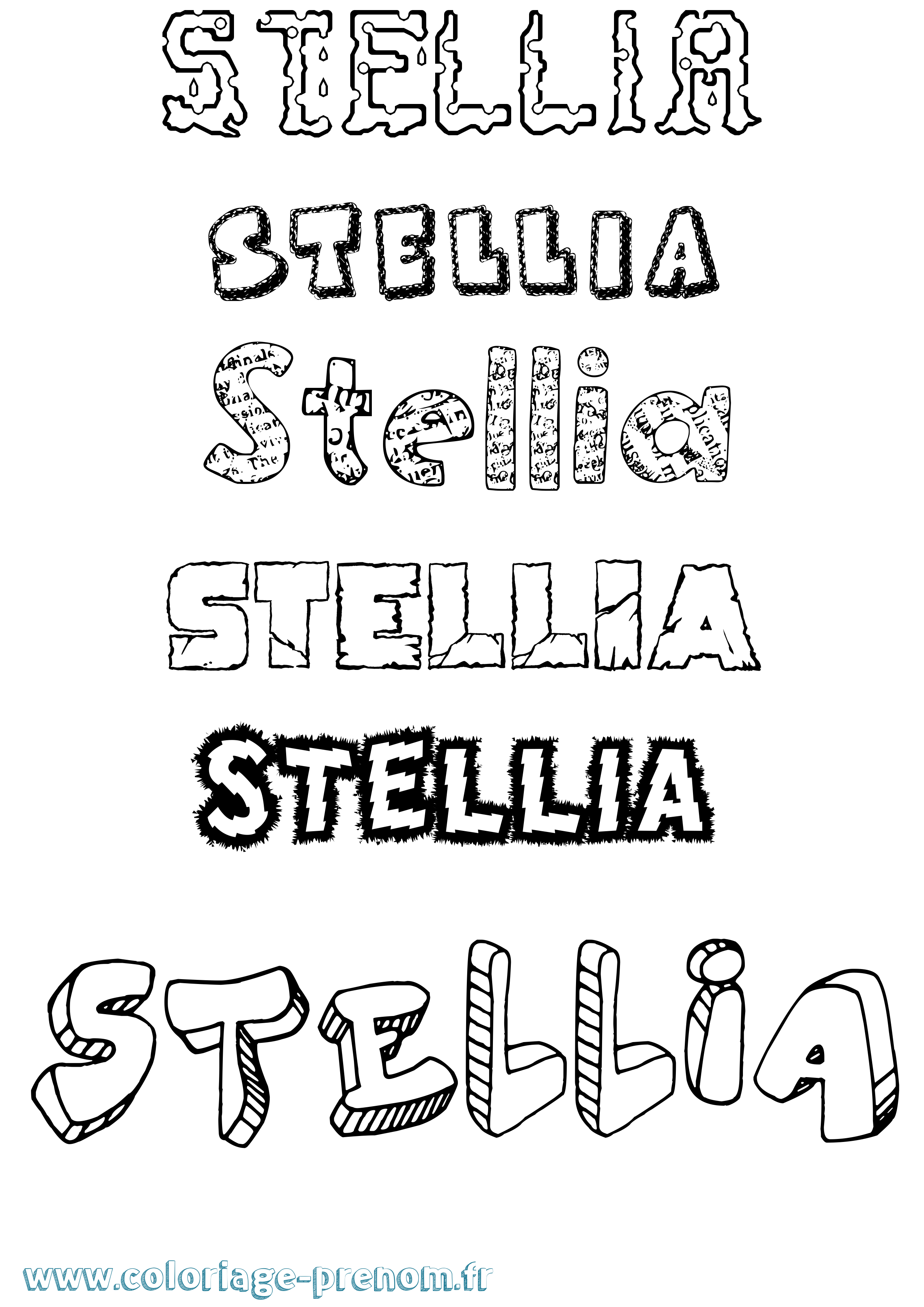 Coloriage Stellia Destructuré Coloriage prénom Stellia Destructuré
