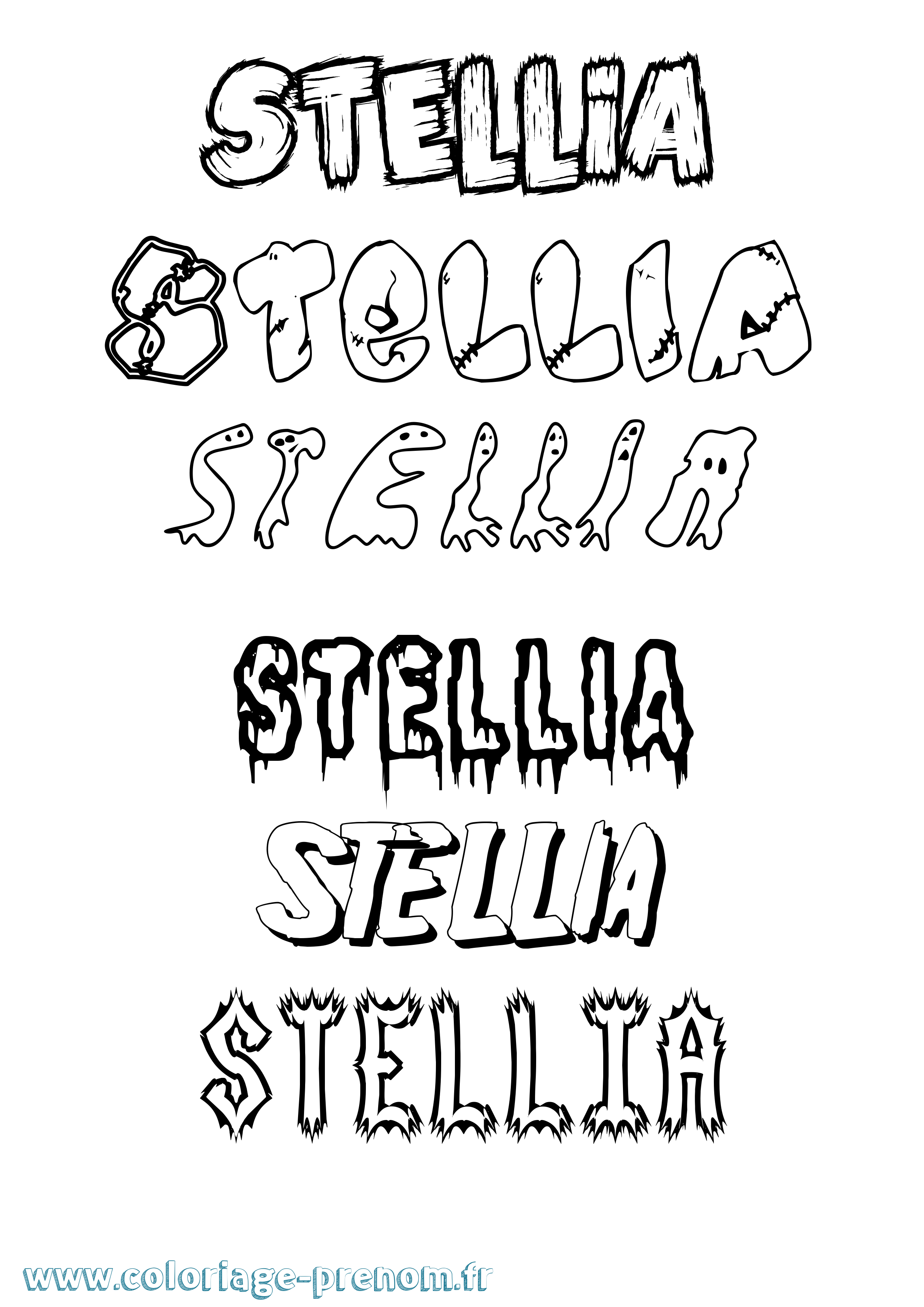 Coloriage Stellia Frisson Coloriage prénom Stellia Frisson