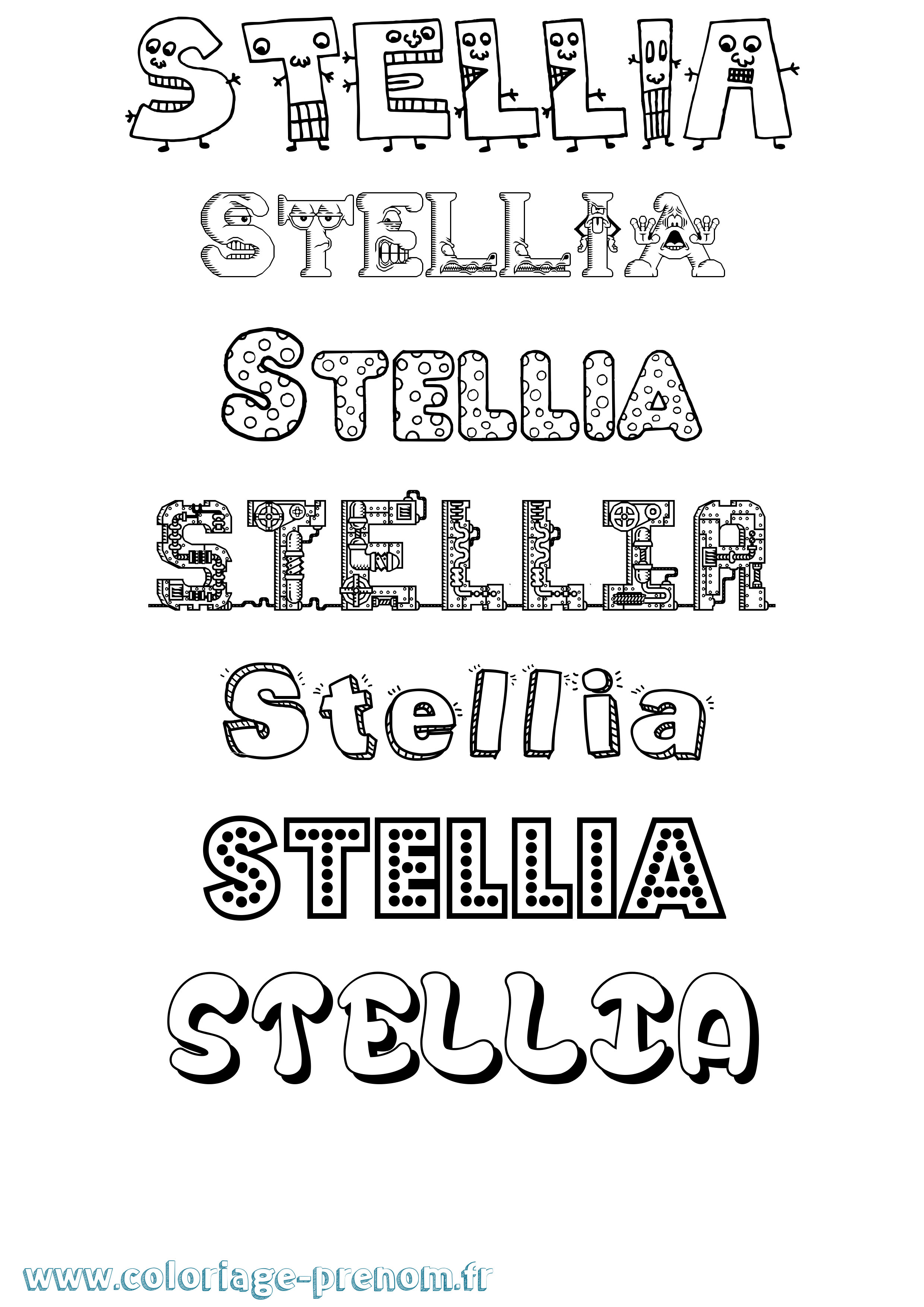 Coloriage Stellia Fun Coloriage prénom Stellia Fun