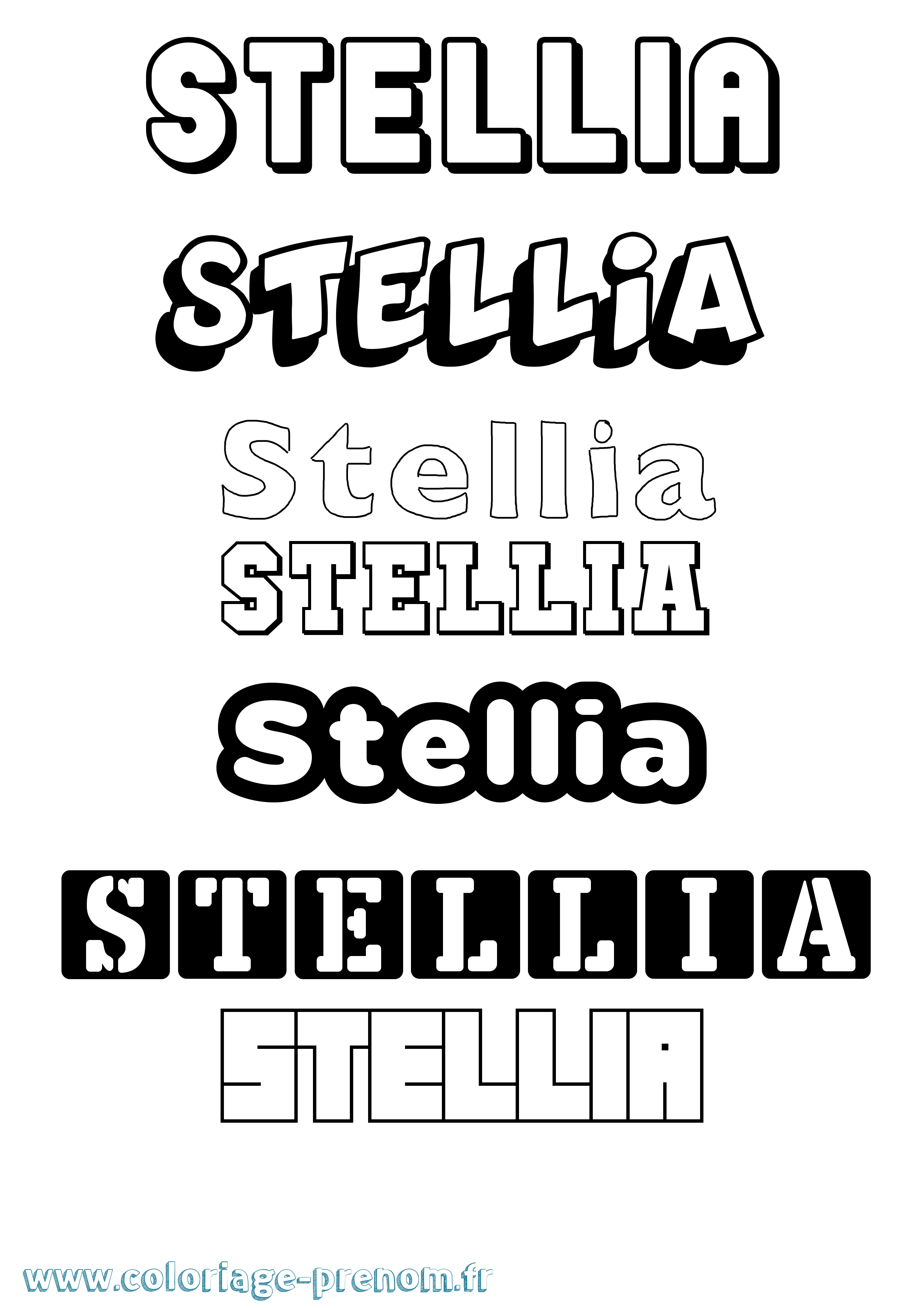 Coloriage Stellia Simple Coloriage prénom Stellia Simple
