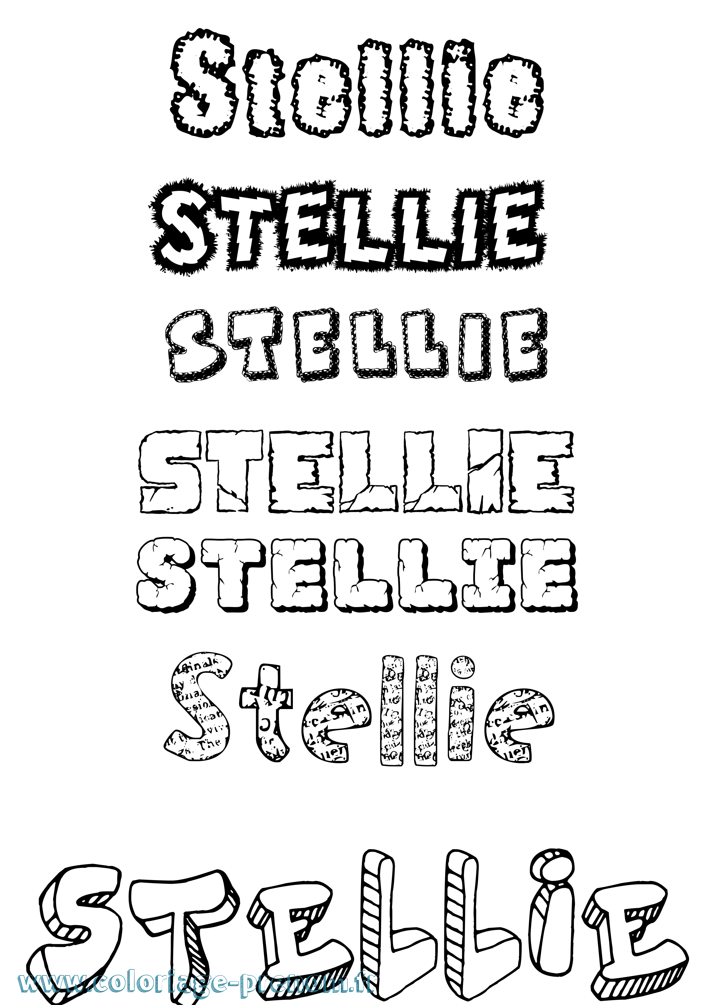 Coloriage Stellie Destructuré Coloriage prénom Stellie Destructuré