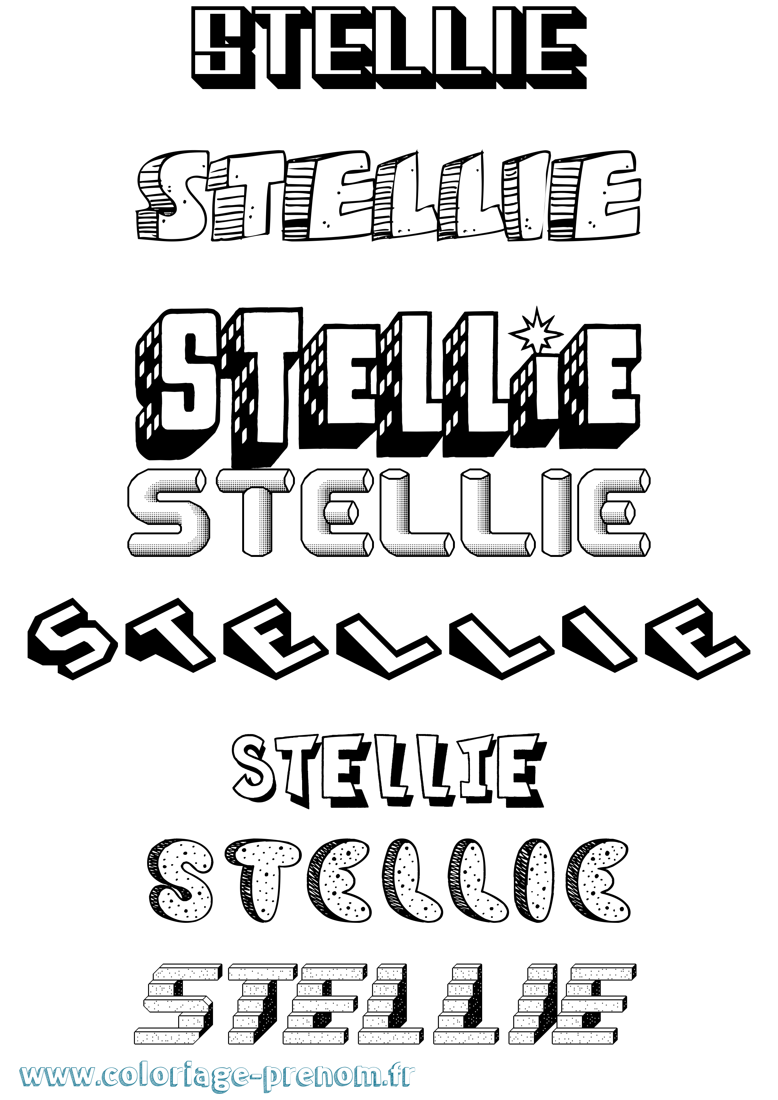 Coloriage Stellie Effet 3D Coloriage prénom Stellie Effet 3D