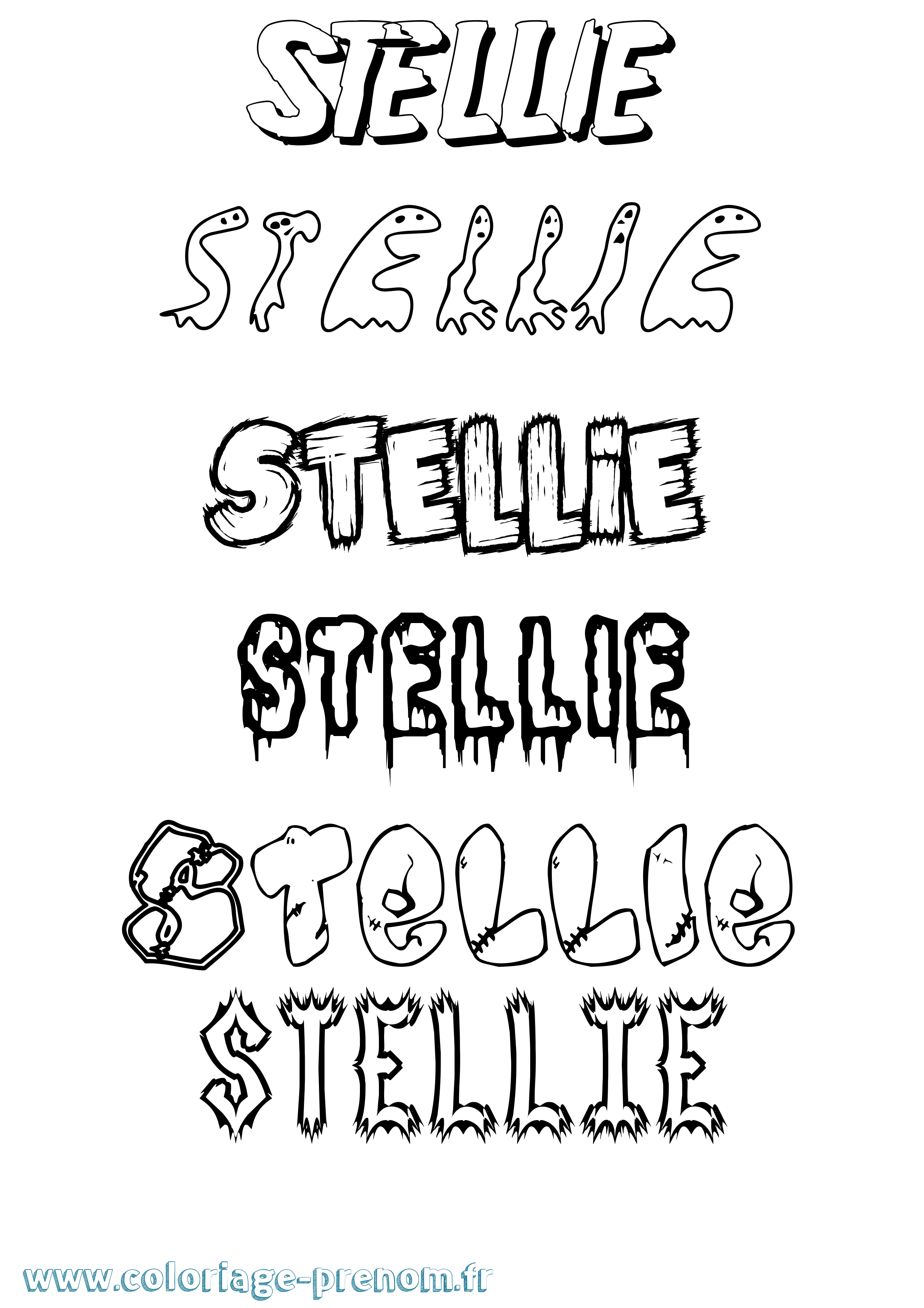 Coloriage Stellie Frisson Coloriage prénom Stellie Frisson