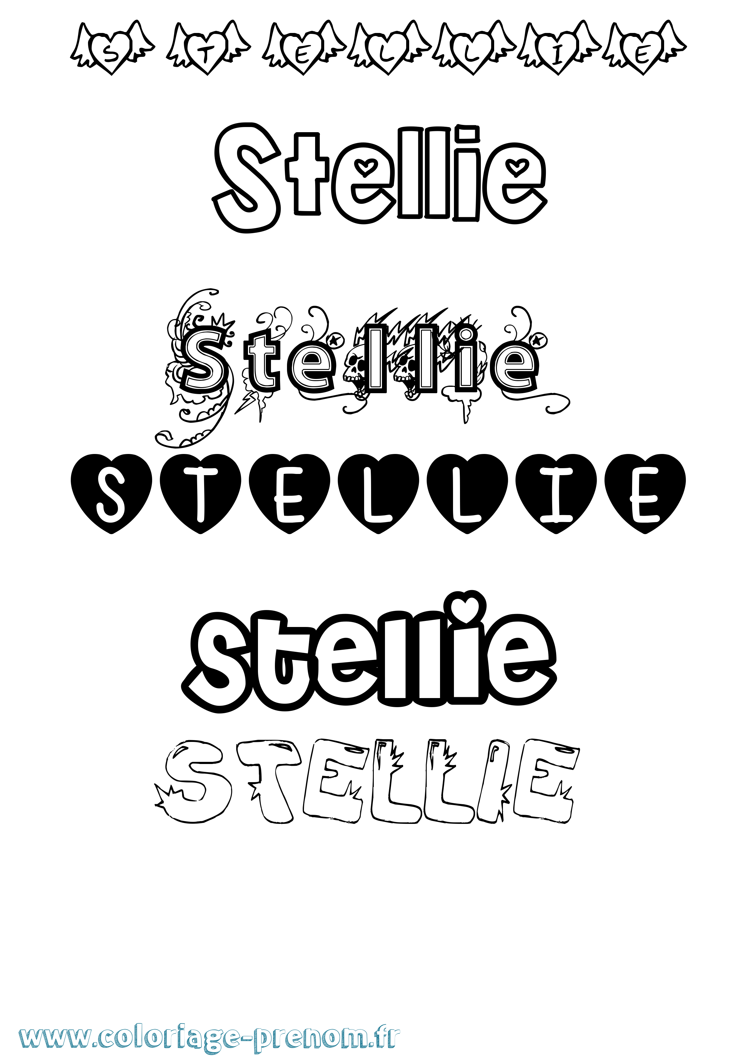 Coloriage Stellie Girly Coloriage prénom Stellie Girly