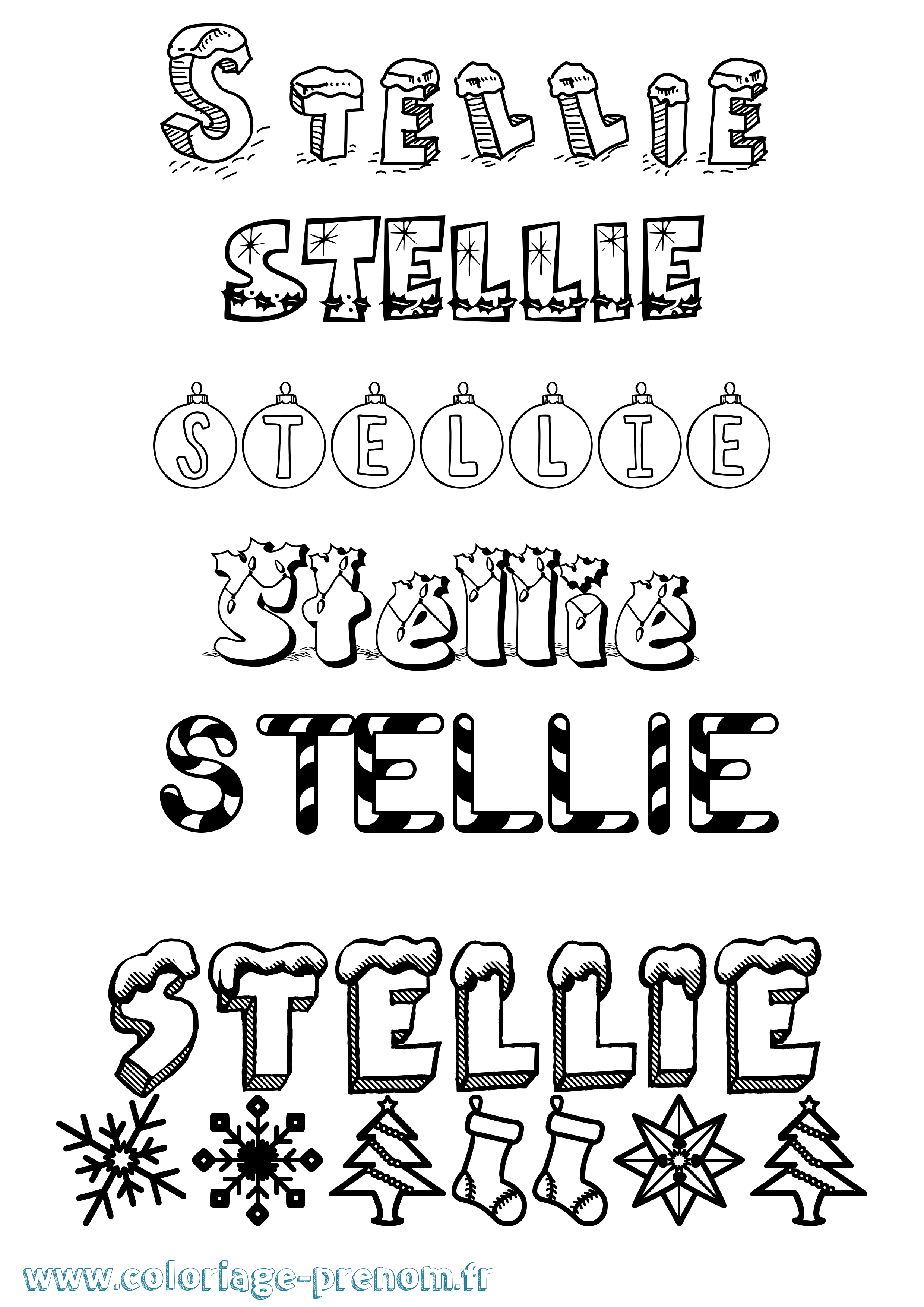 Coloriage Stellie Noël Coloriage prénom Stellie Noël