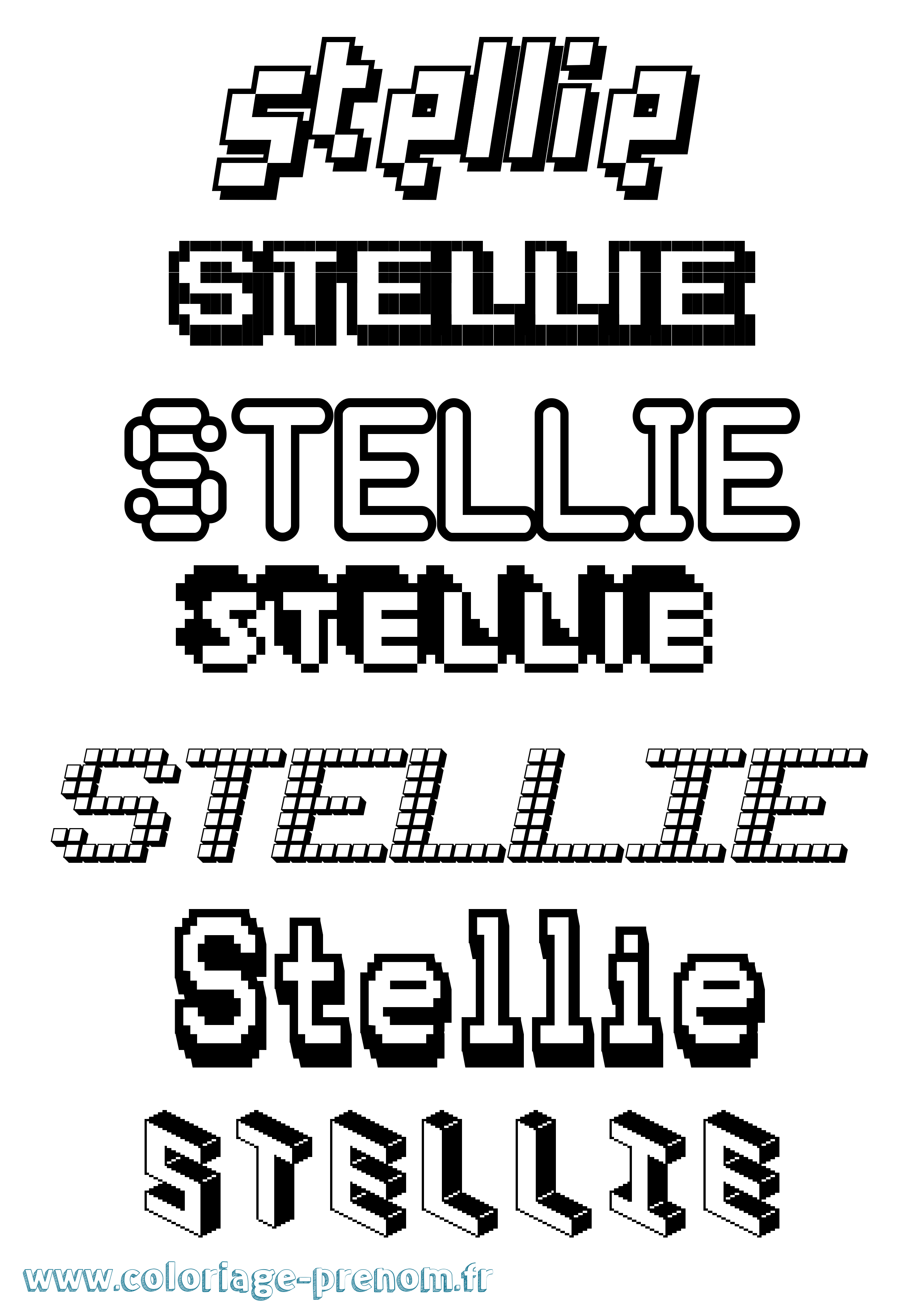 Coloriage Stellie Pixel Coloriage prénom Stellie Pixel