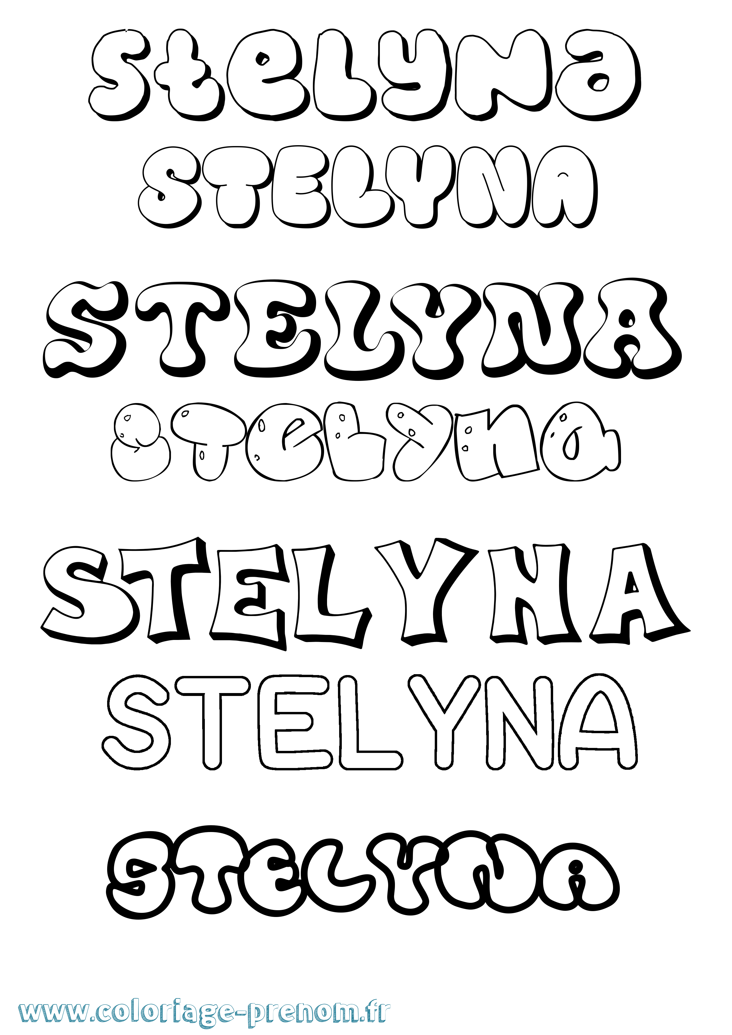 Coloriage Stelyna Bubble Coloriage prénom Stelyna Bubble