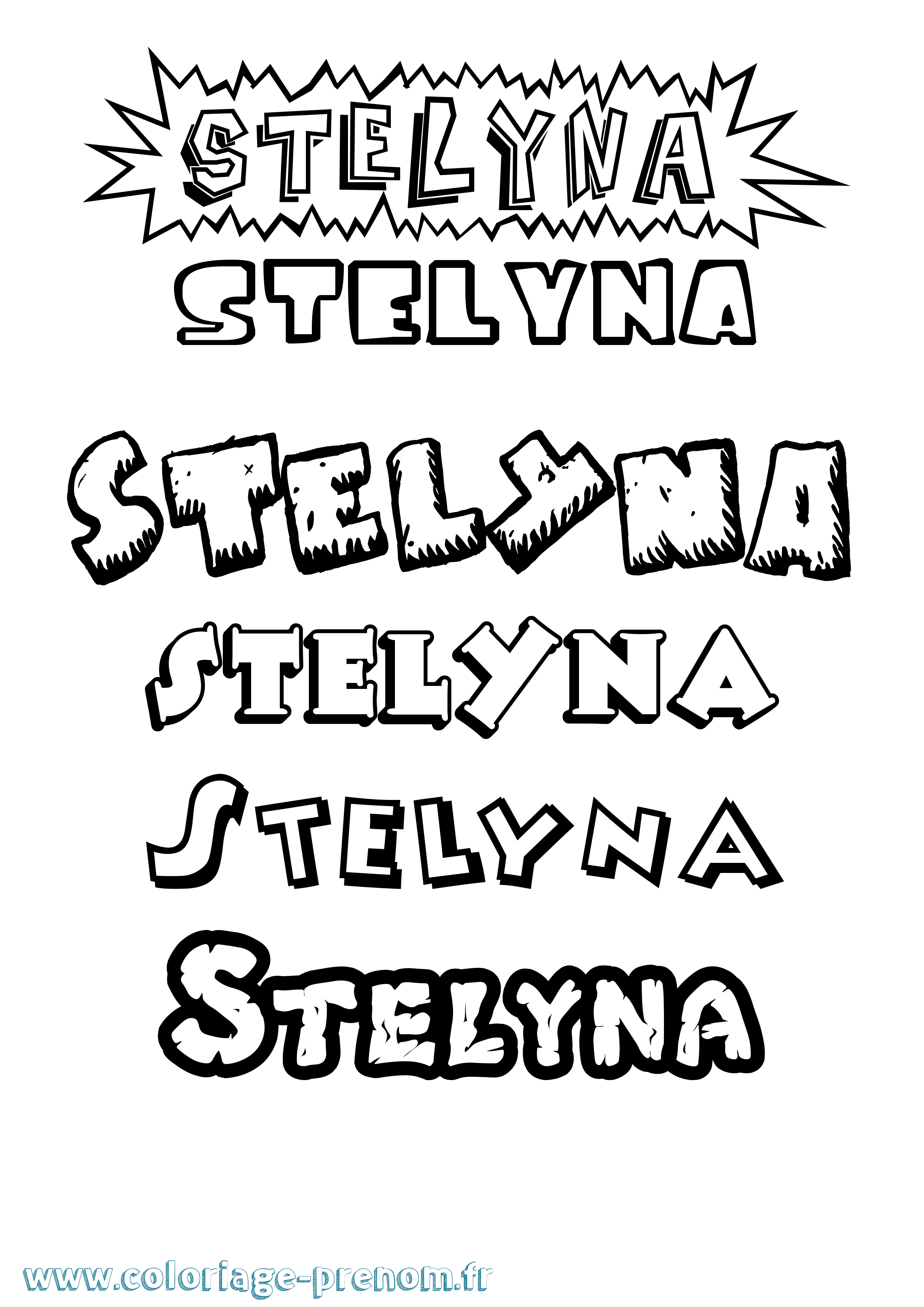 Coloriage Stelyna Dessin Animé Coloriage prénom Stelyna Dessin Animé